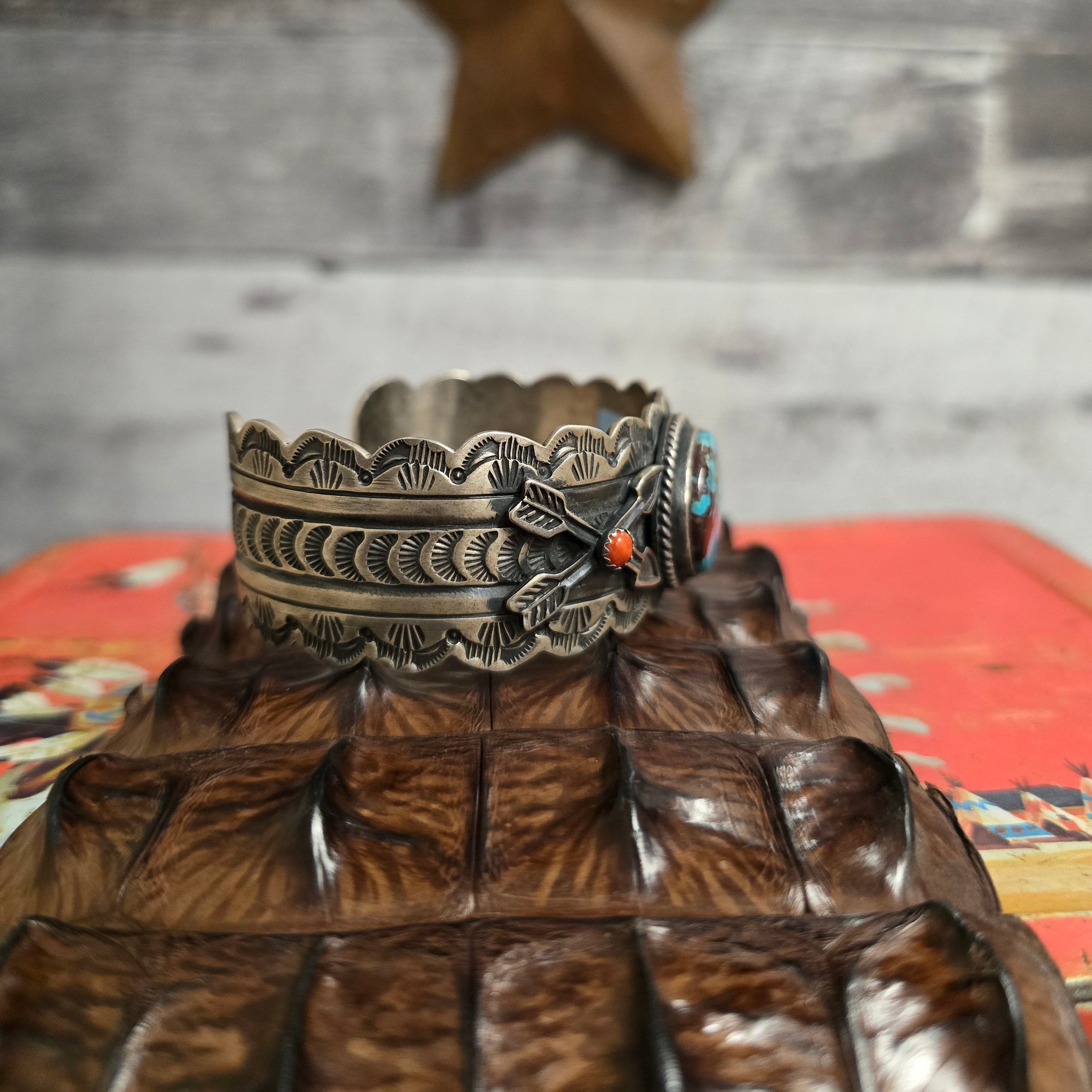 Leroy James Turquoise And Silver Hand Crafted Navajo Cuff