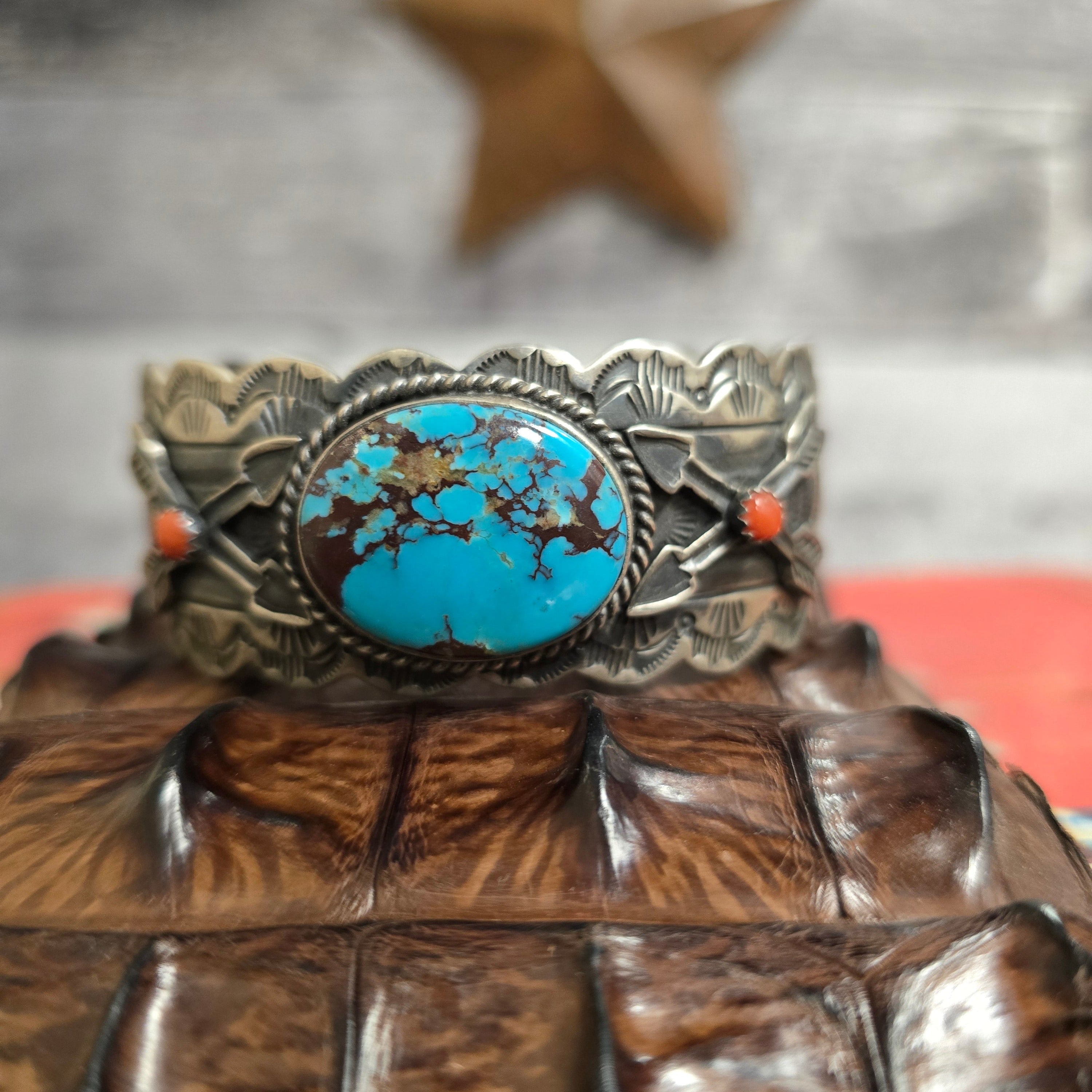 Leroy James Turquoise And Silver Hand Crafted Navajo Cuff
