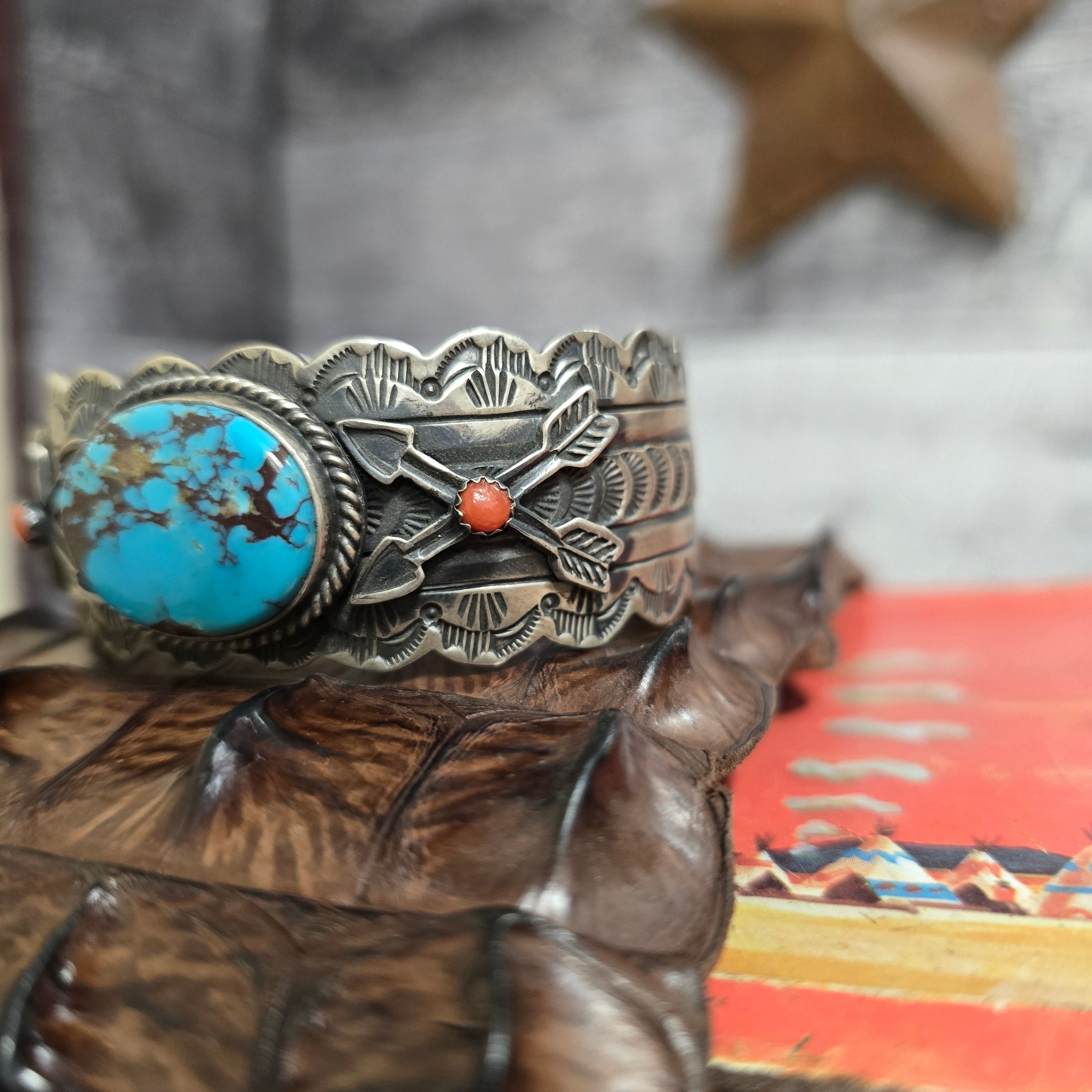 Leroy James Turquoise And Silver Hand Crafted Navajo Cuff
