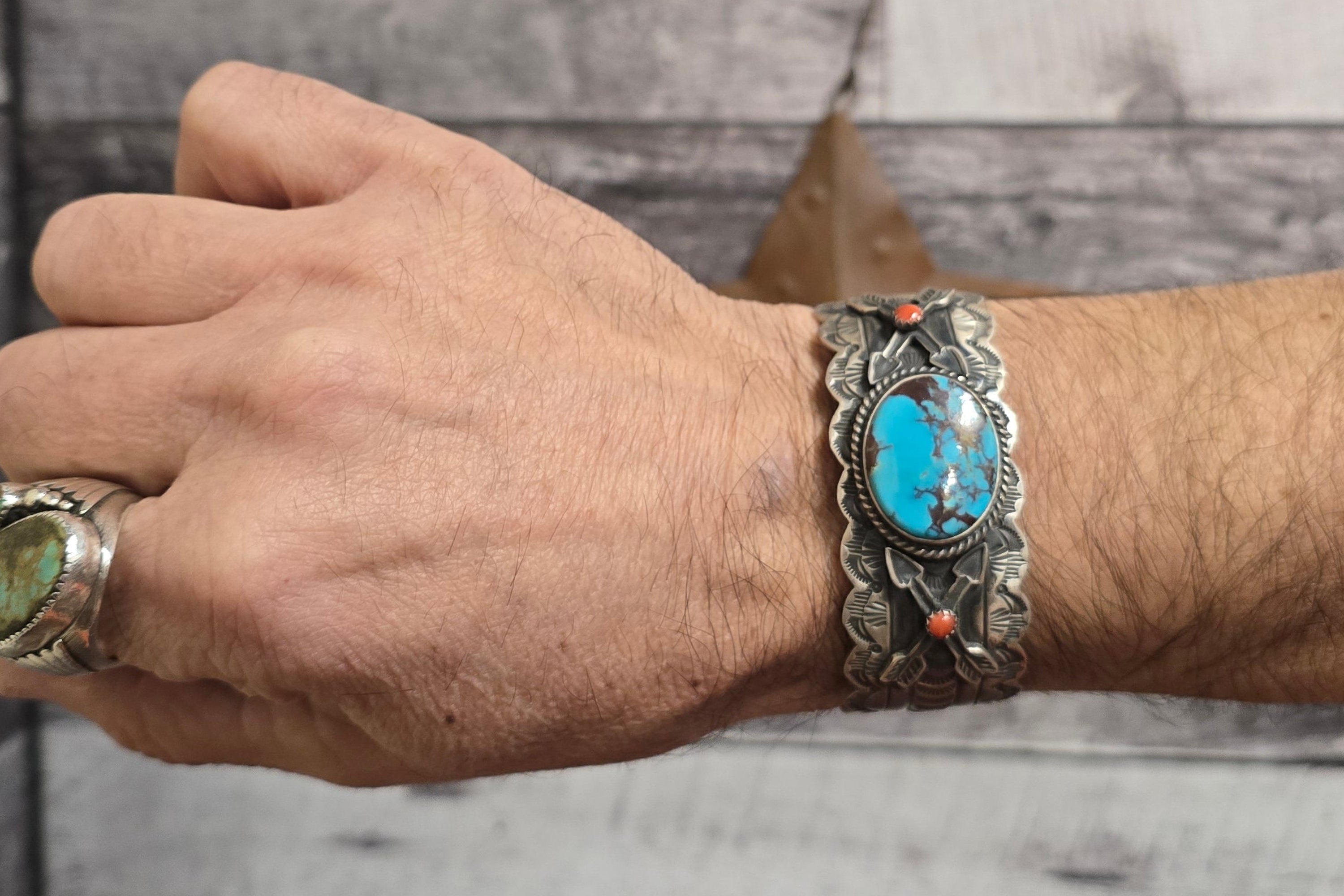 Leroy James Turquoise And Silver Hand Crafted Navajo Cuff – The