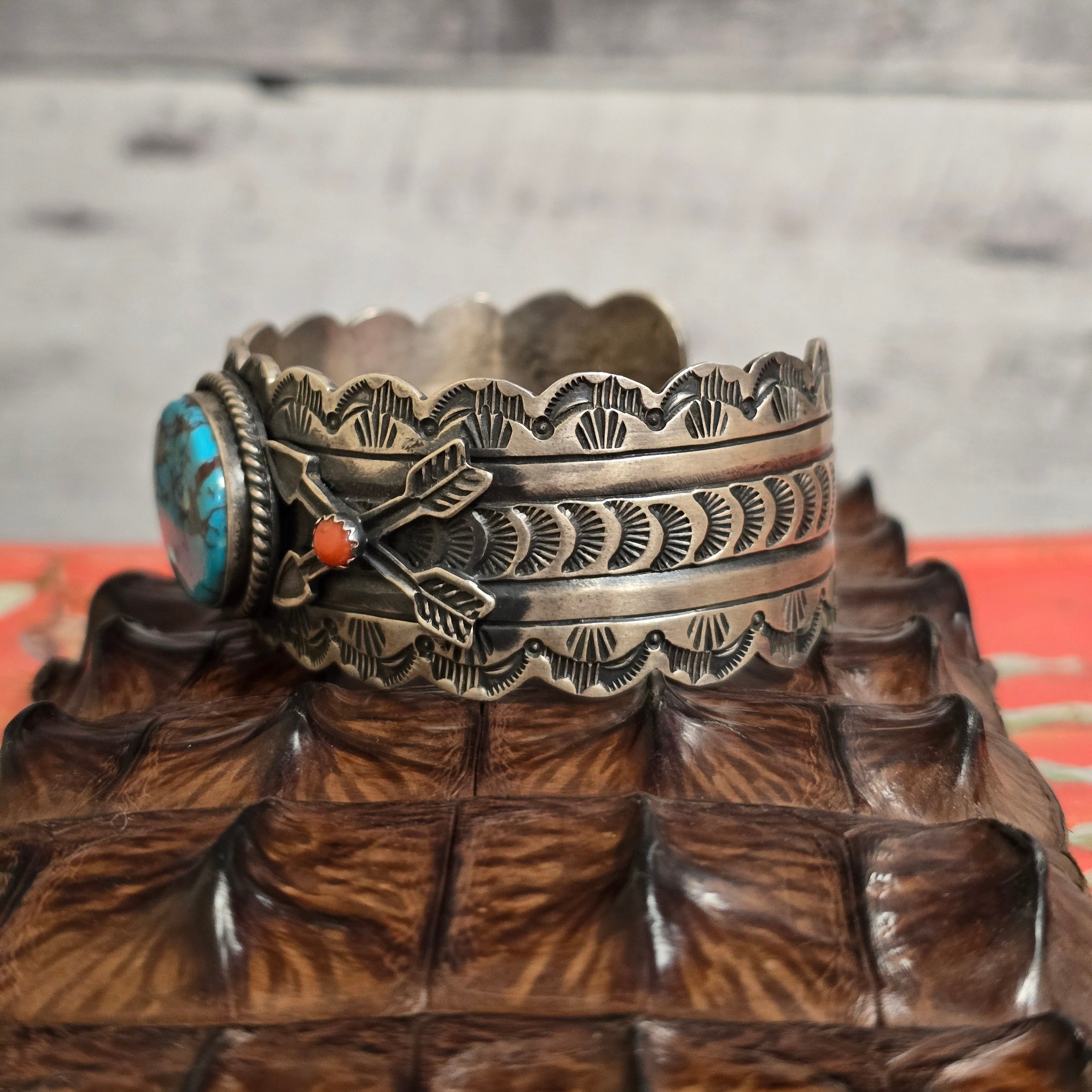 Leroy James Turquoise And Silver Hand Crafted Navajo Cuff