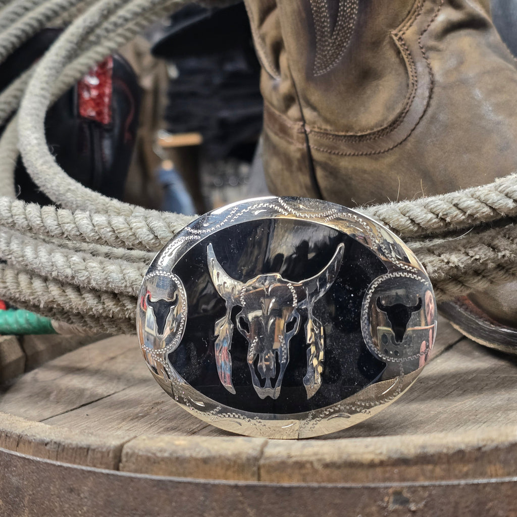 Hand Crafted Colorado Silversmith Skull Buckle