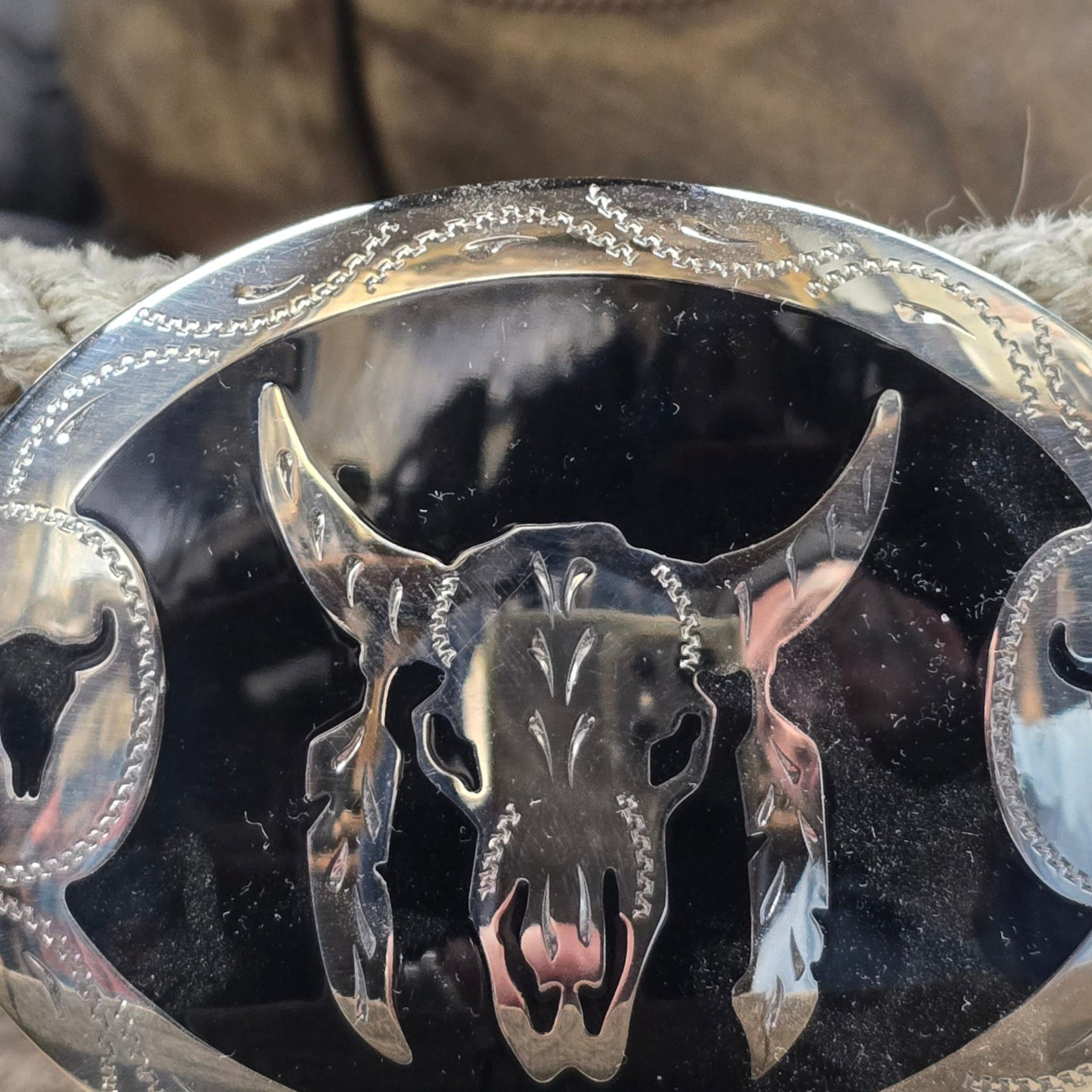 Hand Crafted Colorado Silversmith Skull Buckle