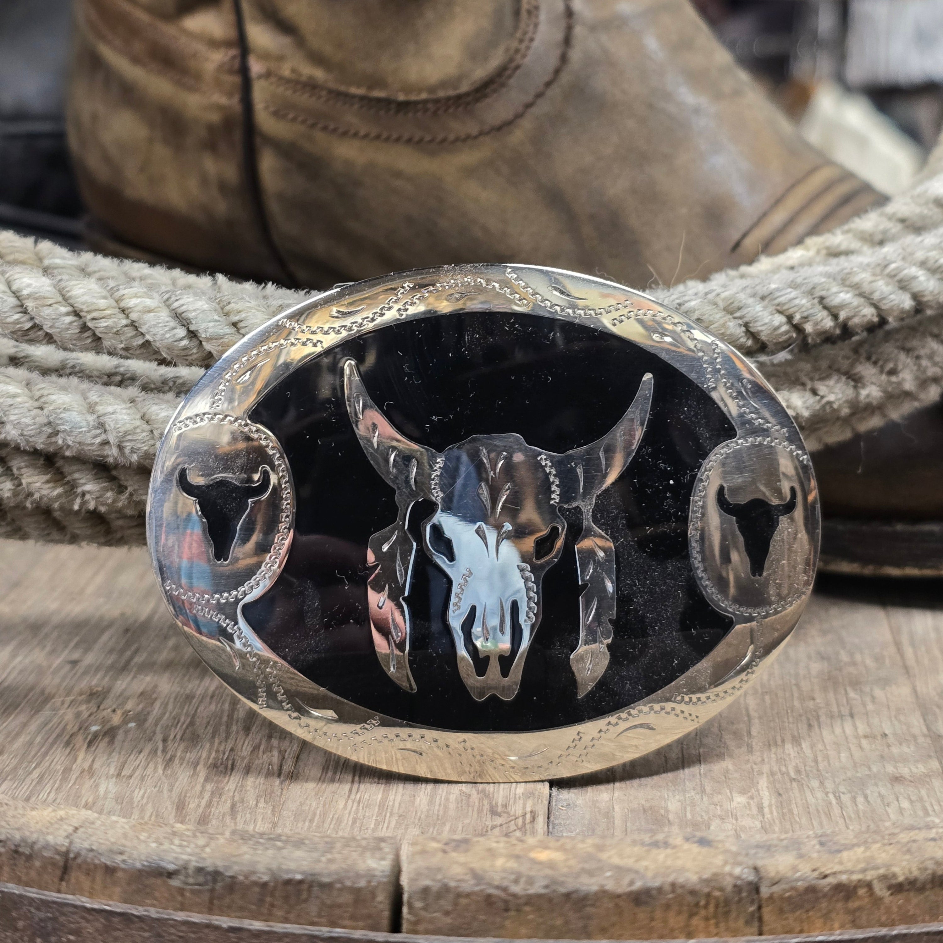 Hand Crafted Colorado Silversmith Skull Buckle