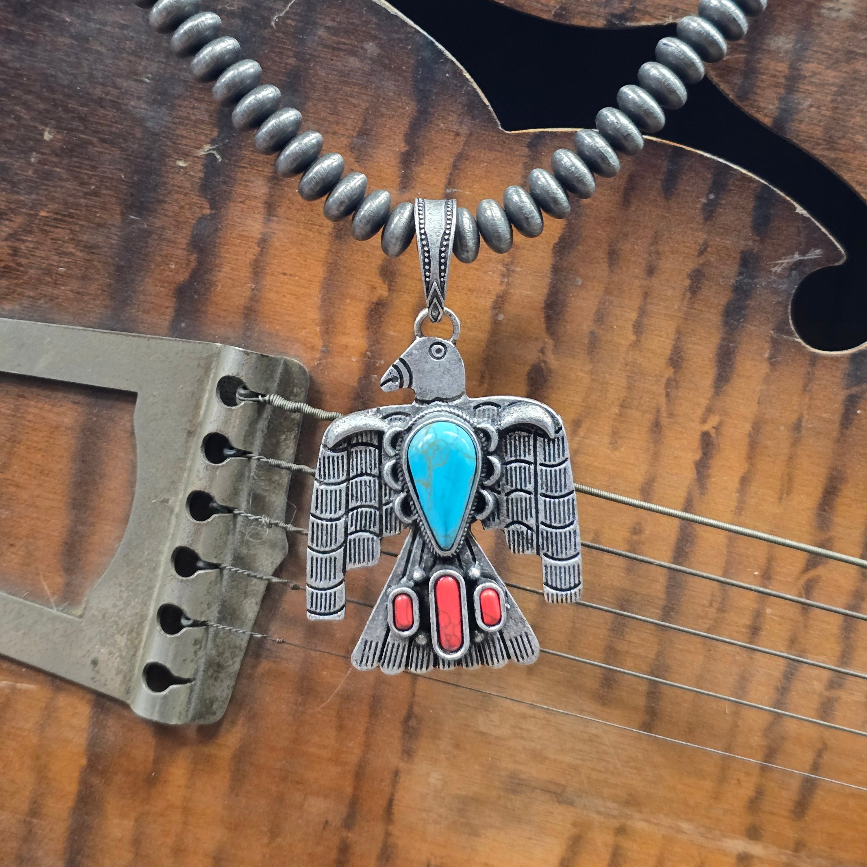 Faux Turquoise Thunderbird Necklace