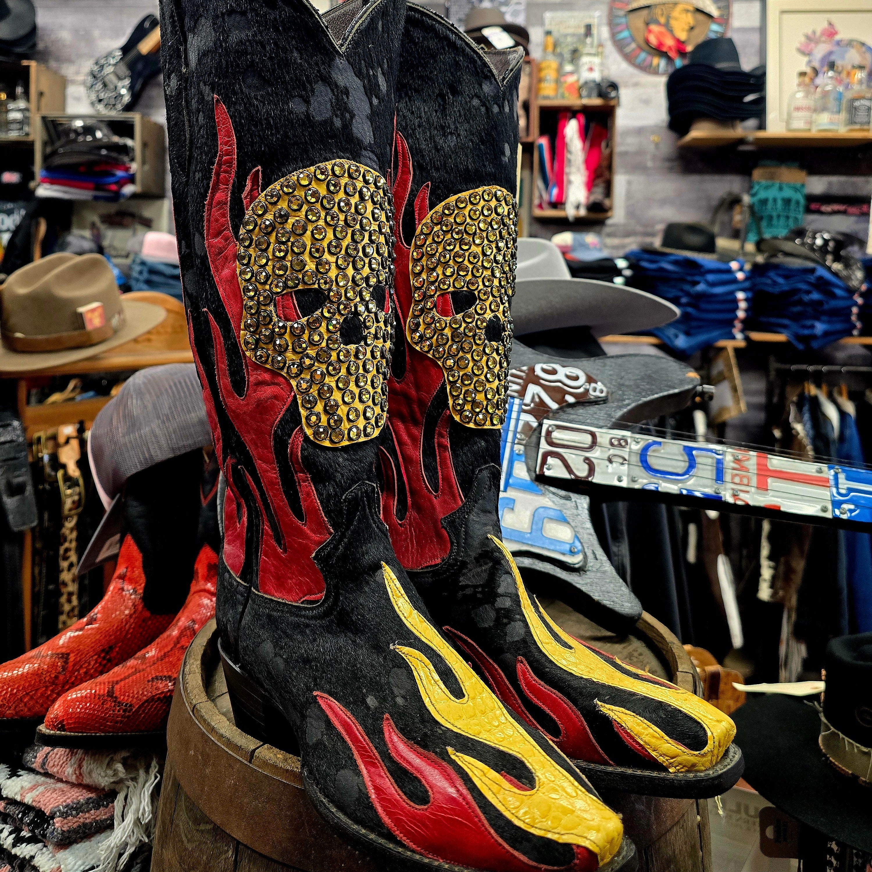 One Of a kind Kurtman Designs Swarovski Woman's Skull Boots