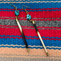 Astali Hand Made Porcupine Quill &Turquoise Drop Earrings