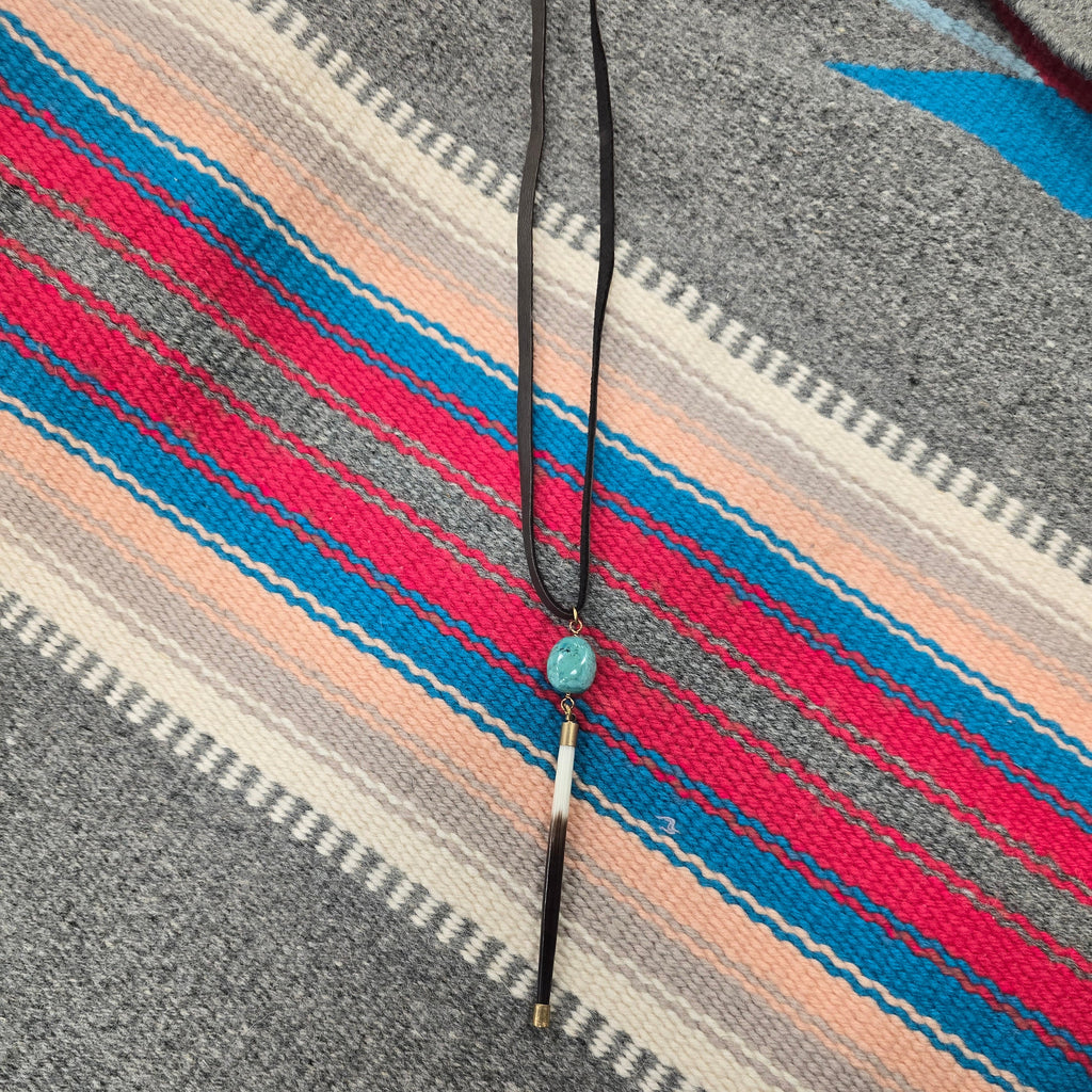 Astali Hand made Porcupine Quill & Turquoise Necklace