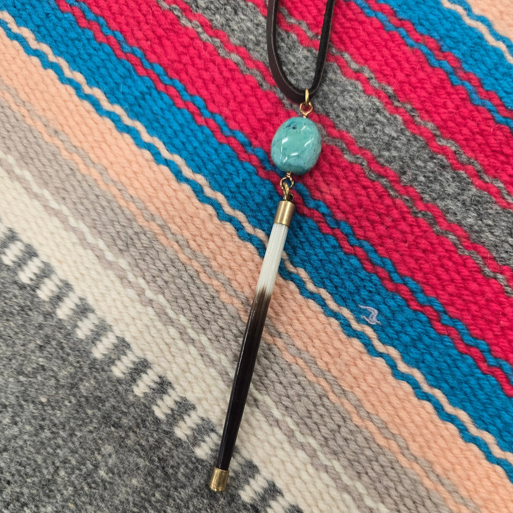 Astali Hand made Porcupine Quill & Turquoise Necklace