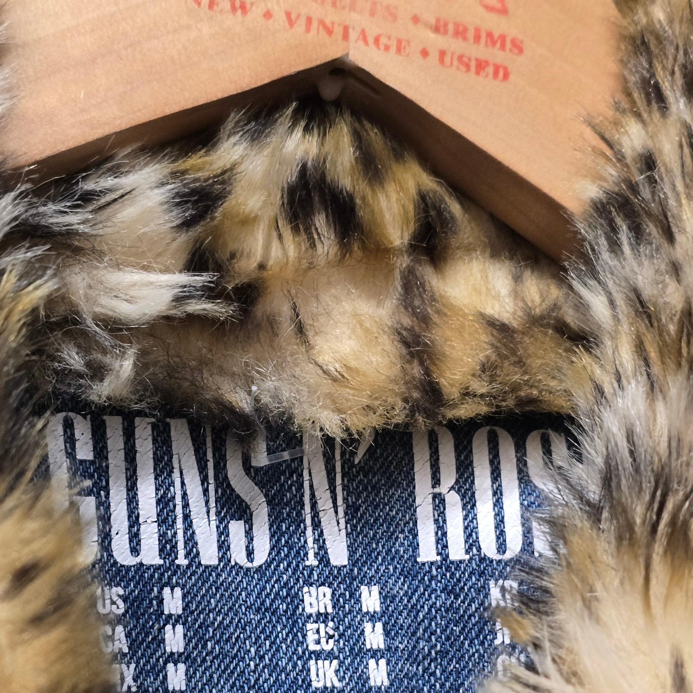 Guns & Roses Black Frog Embroidered And Printed Distressed Faux Fur Denim Jacket