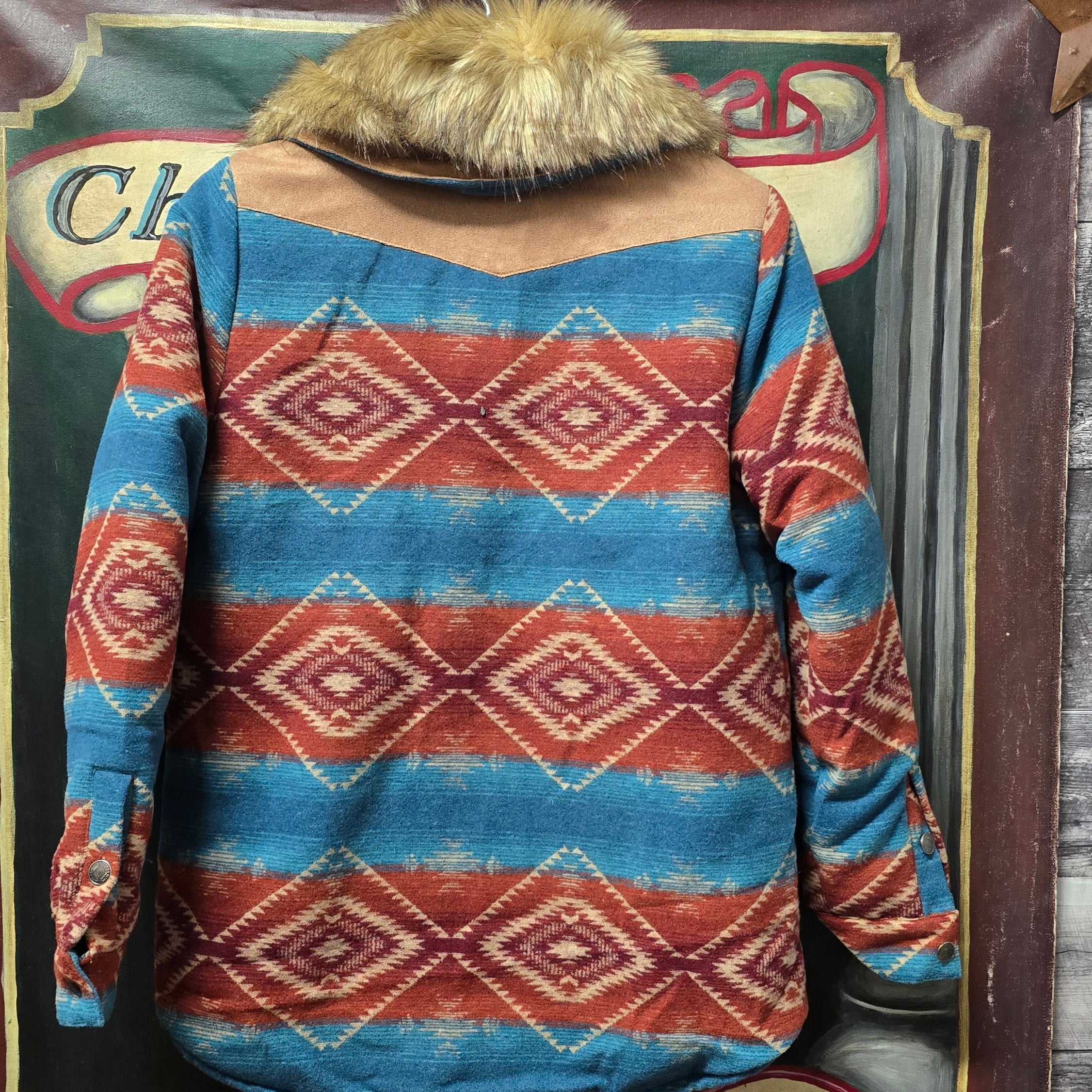 Lucky & Blessed Southwest Faux Fur Winter Coat