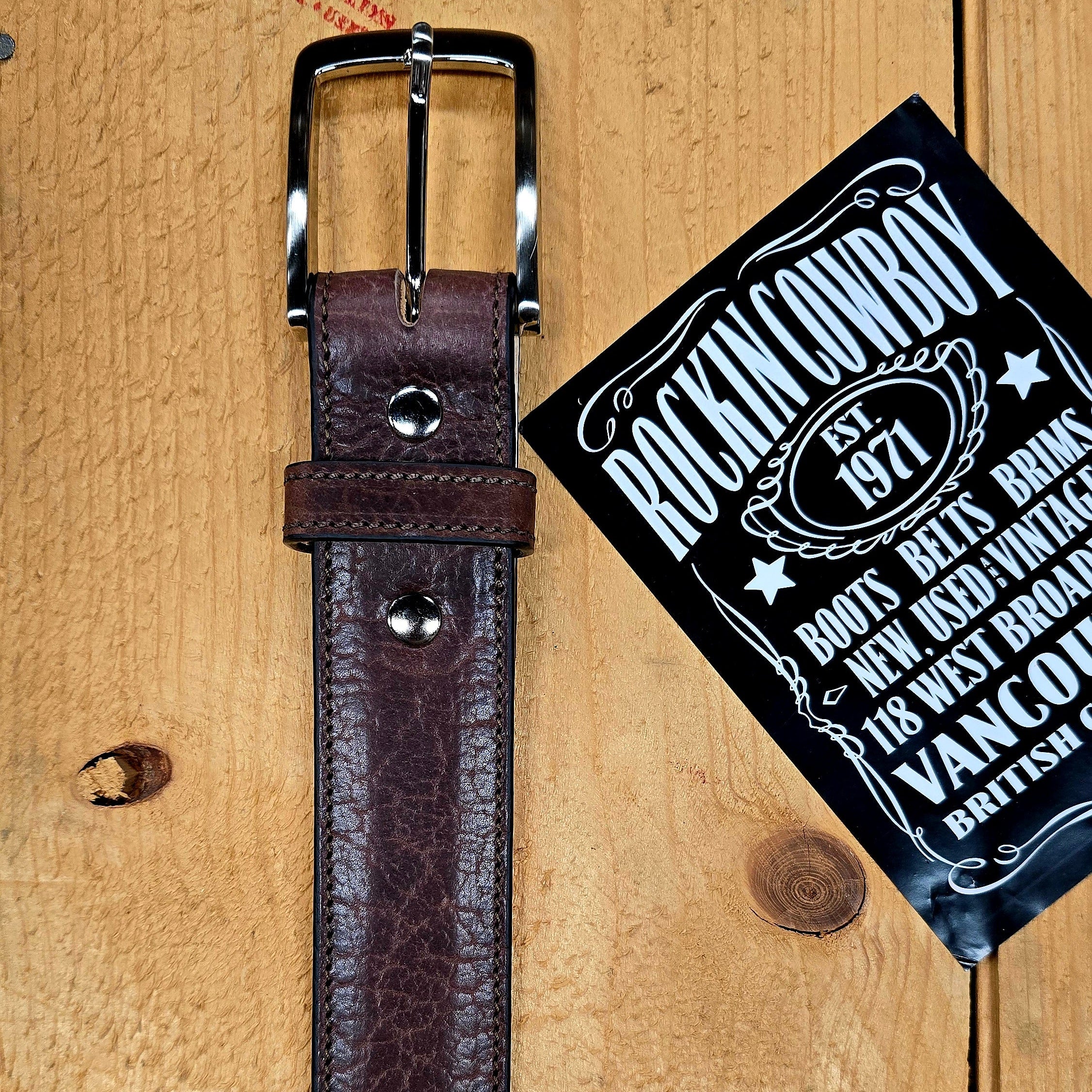 Becca Handcrafted In USA American Bison Leather Belt / Dark Brown