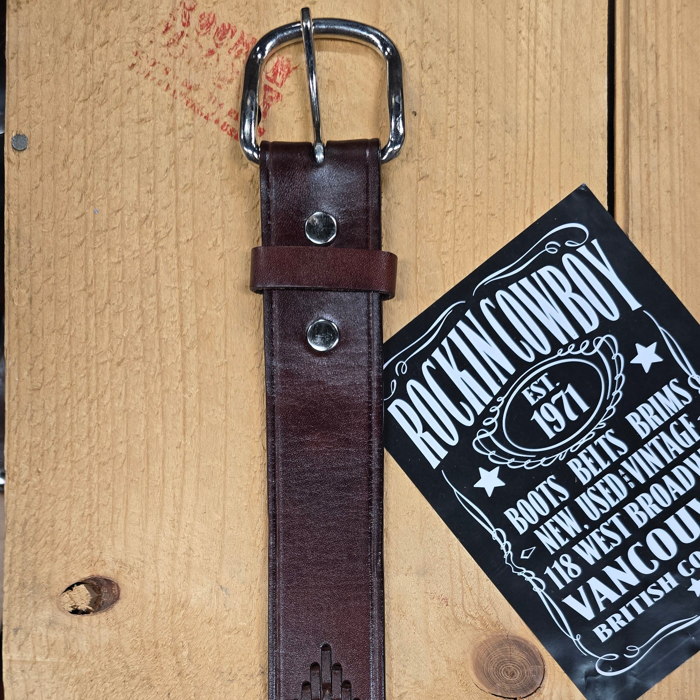 Texas Gold Diamond Weave Leather Belt / Brown