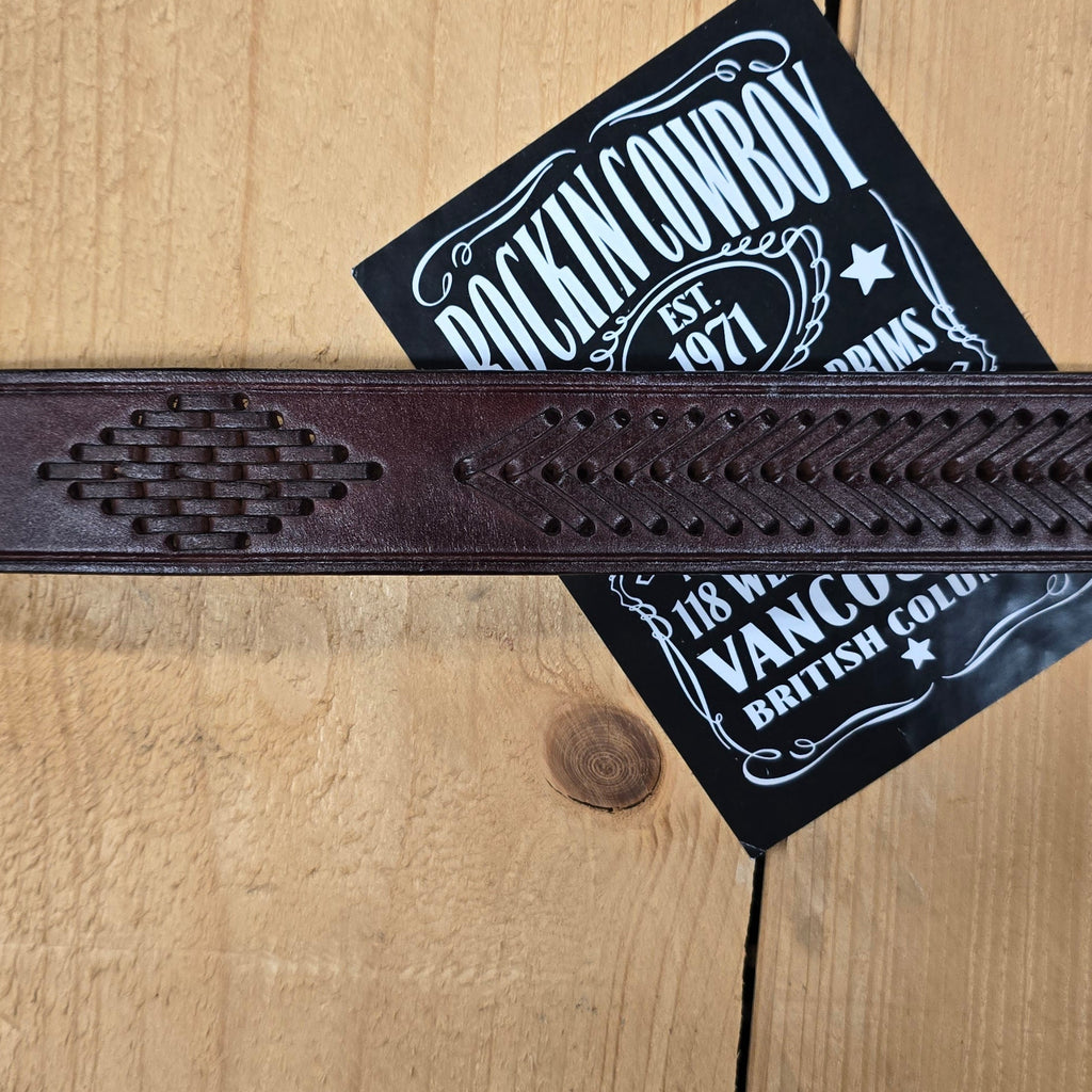 Texas Gold Diamond Weave Leather Belt / Brown