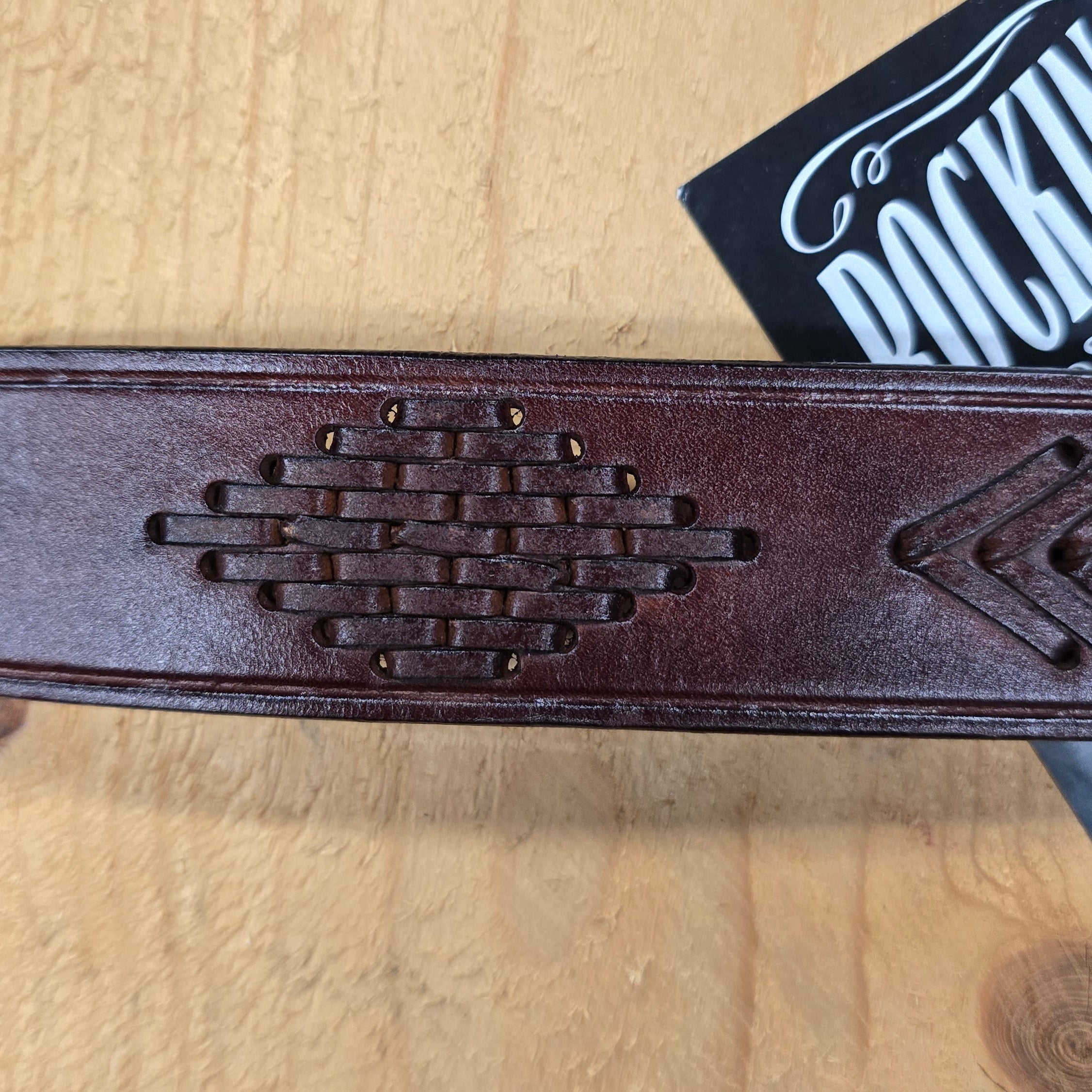 Texas Gold Diamond Weave Leather Belt / Brown