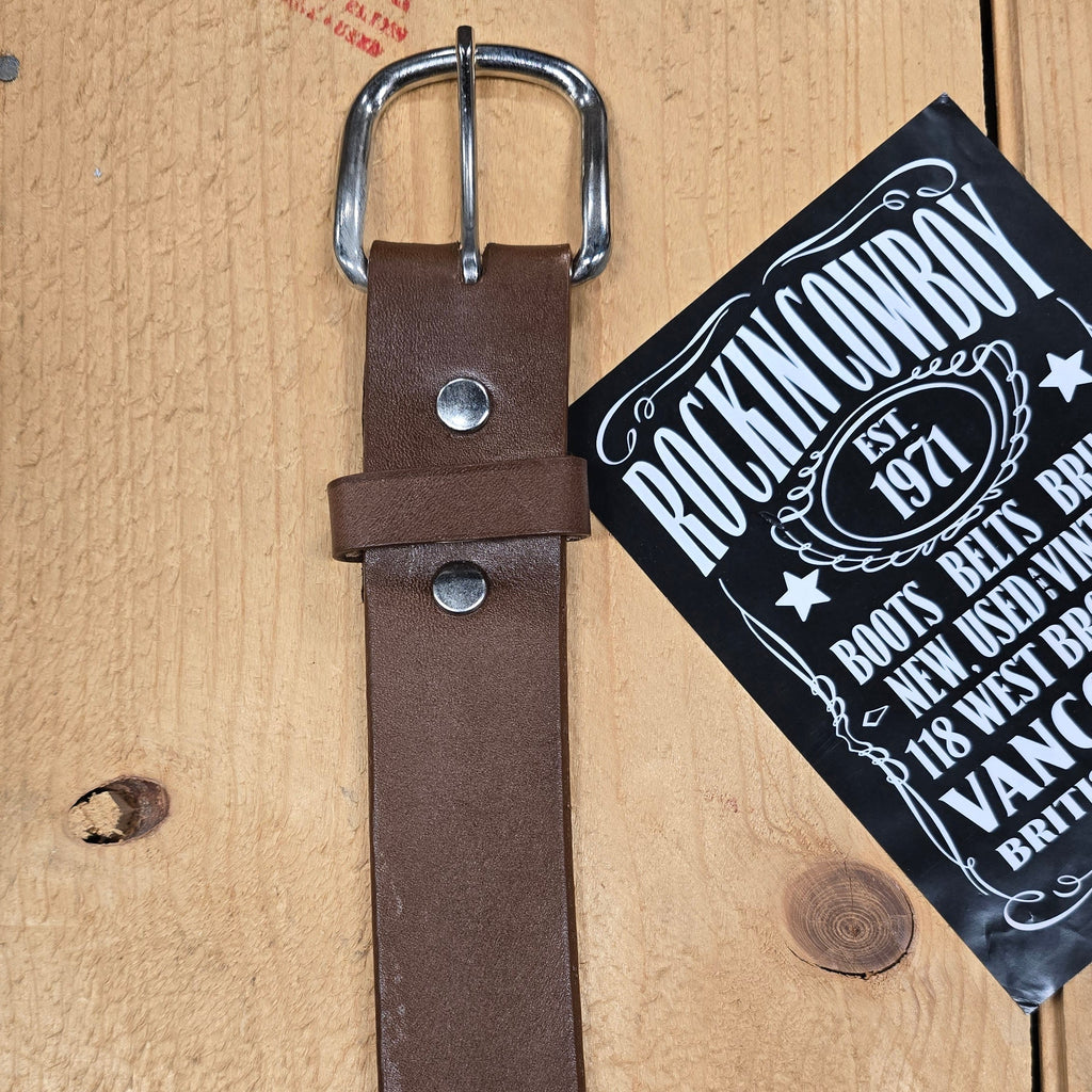 Texas Gold Plain Brown Leather Belt