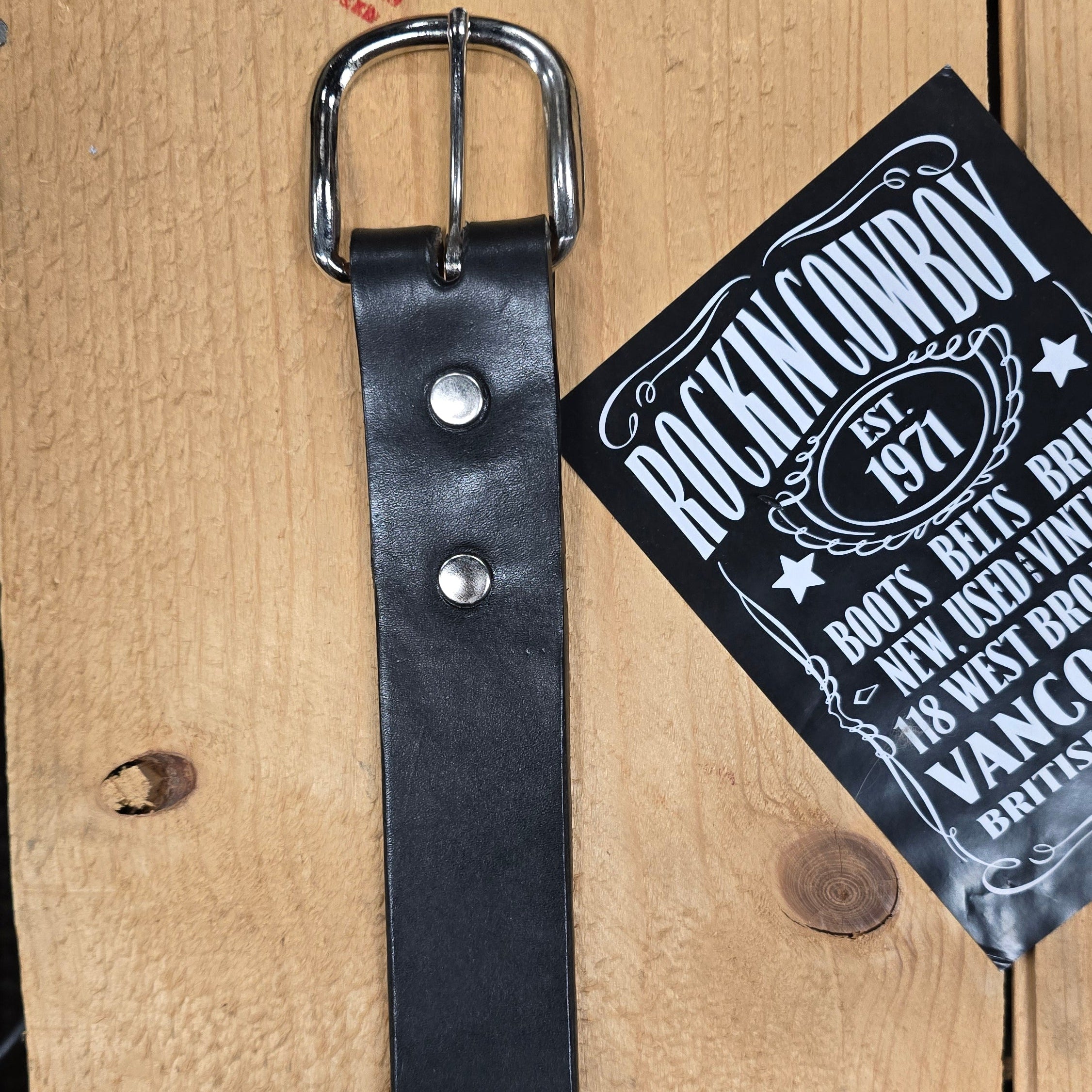 Texas Gold Plain Black Leather Belt