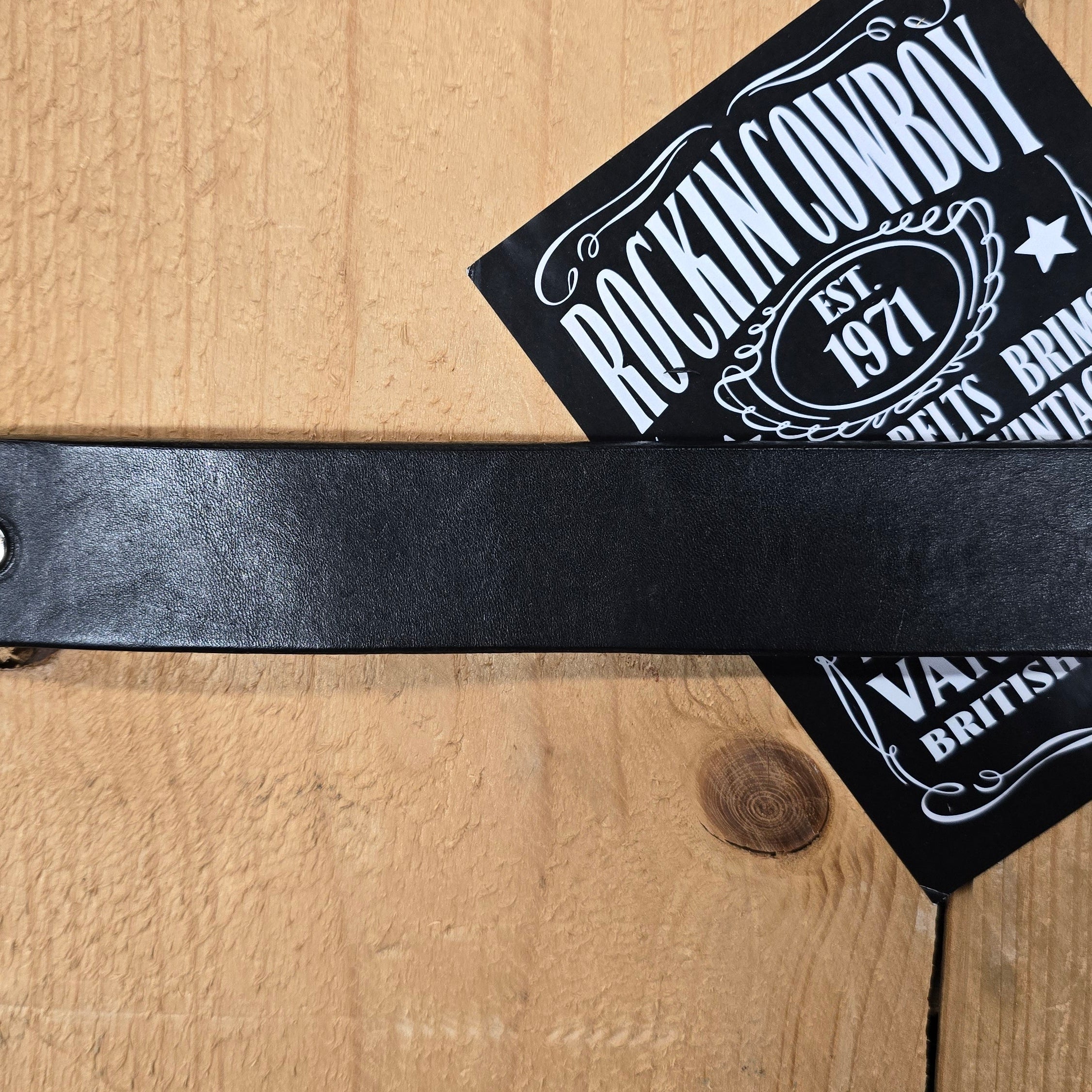 Texas Gold Plain Black Leather Belt