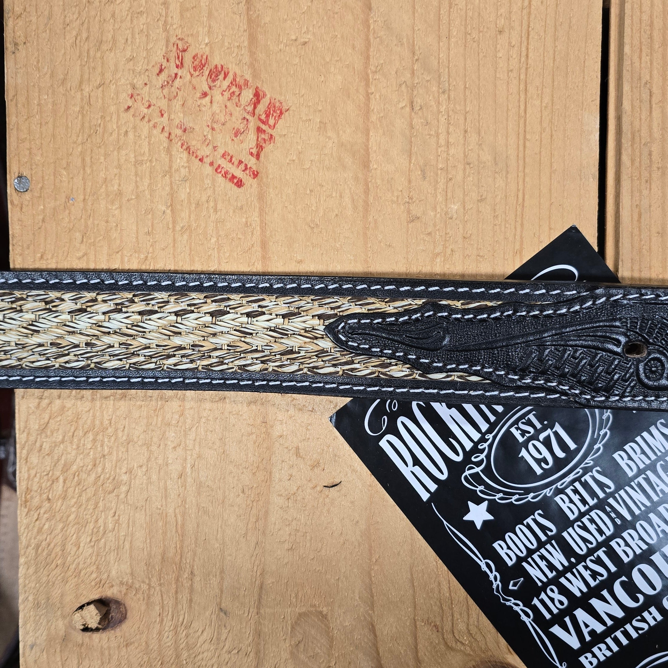 Texas Gold  Hand-Woven Horsehair Western Belt / Black