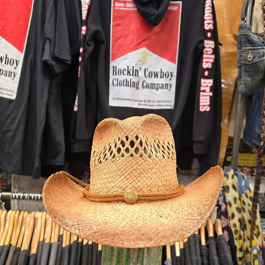 Gold Medallion Faux straw Festival Western hat