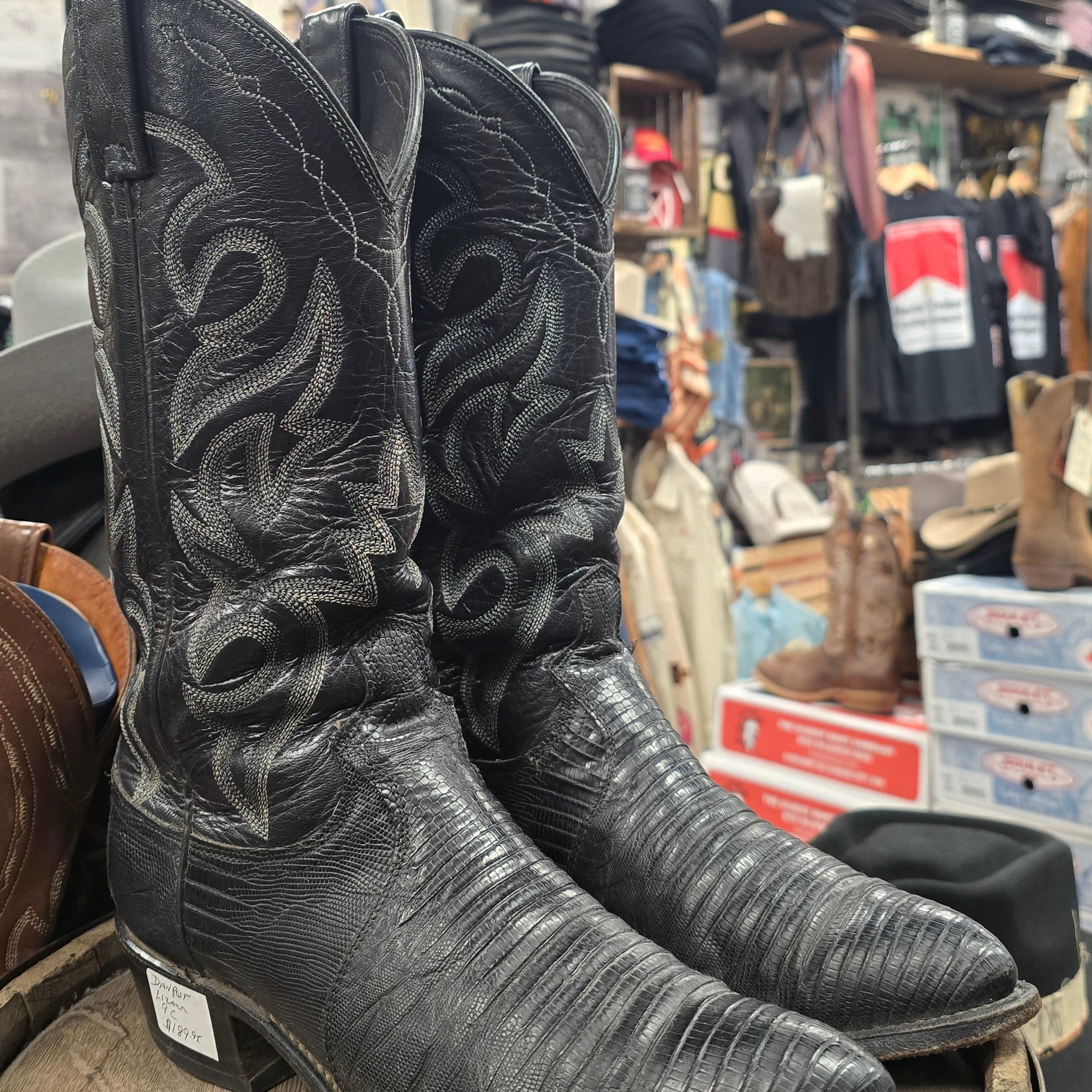 Dan Post Men's Black Teju Lizard Western Boots