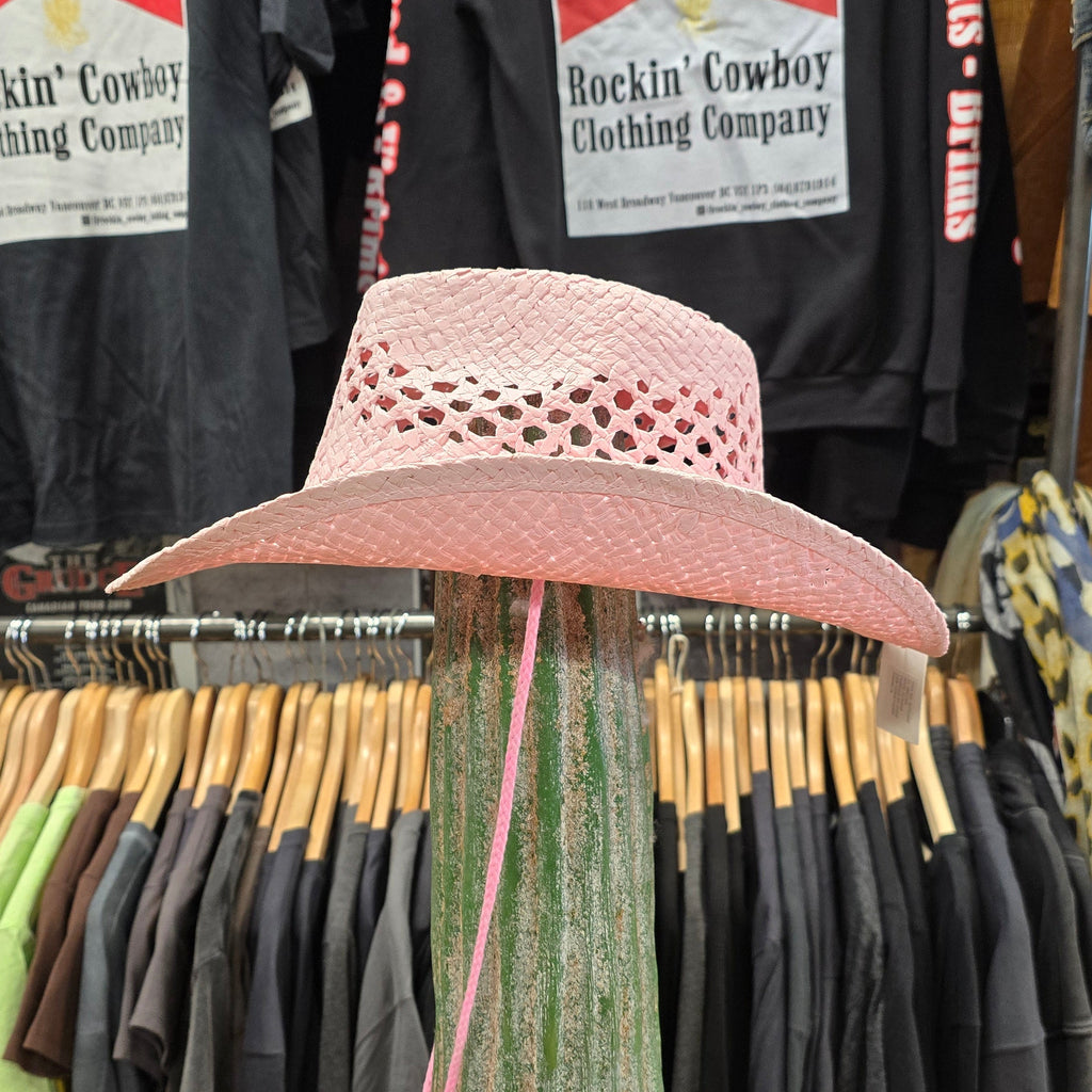Pink Picabo faux Straw Beach hat