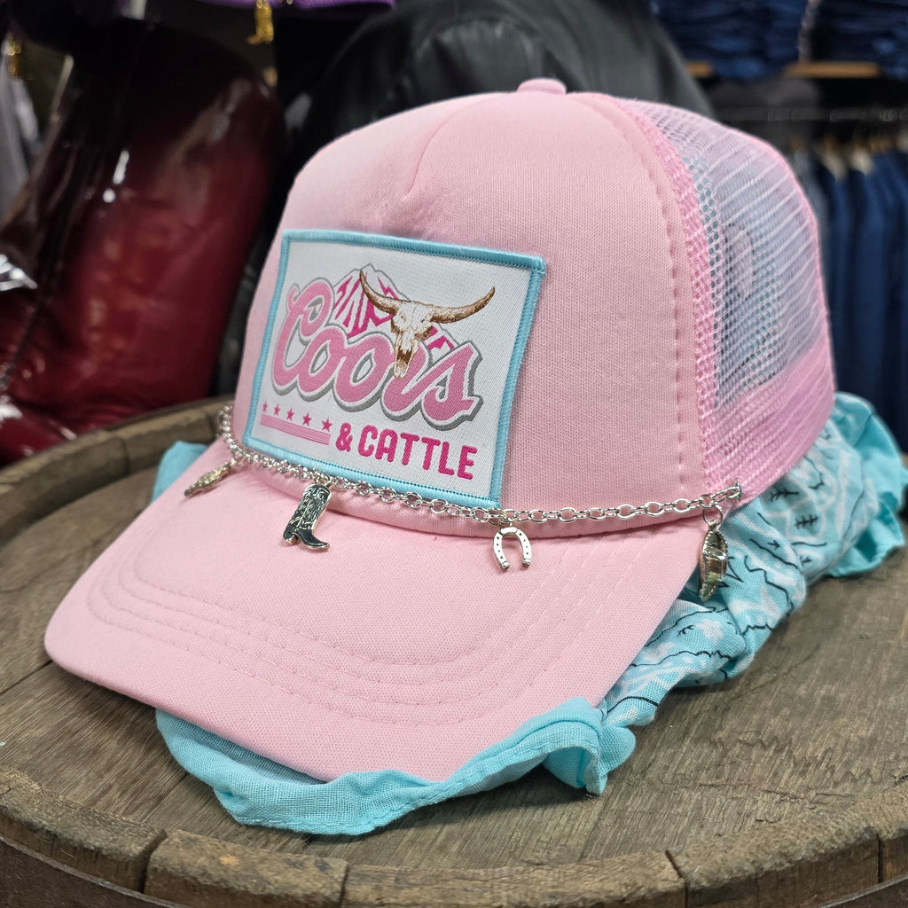 K.T.’s Cowgirl Collection: Pink Coors & Cattle Mesh Back