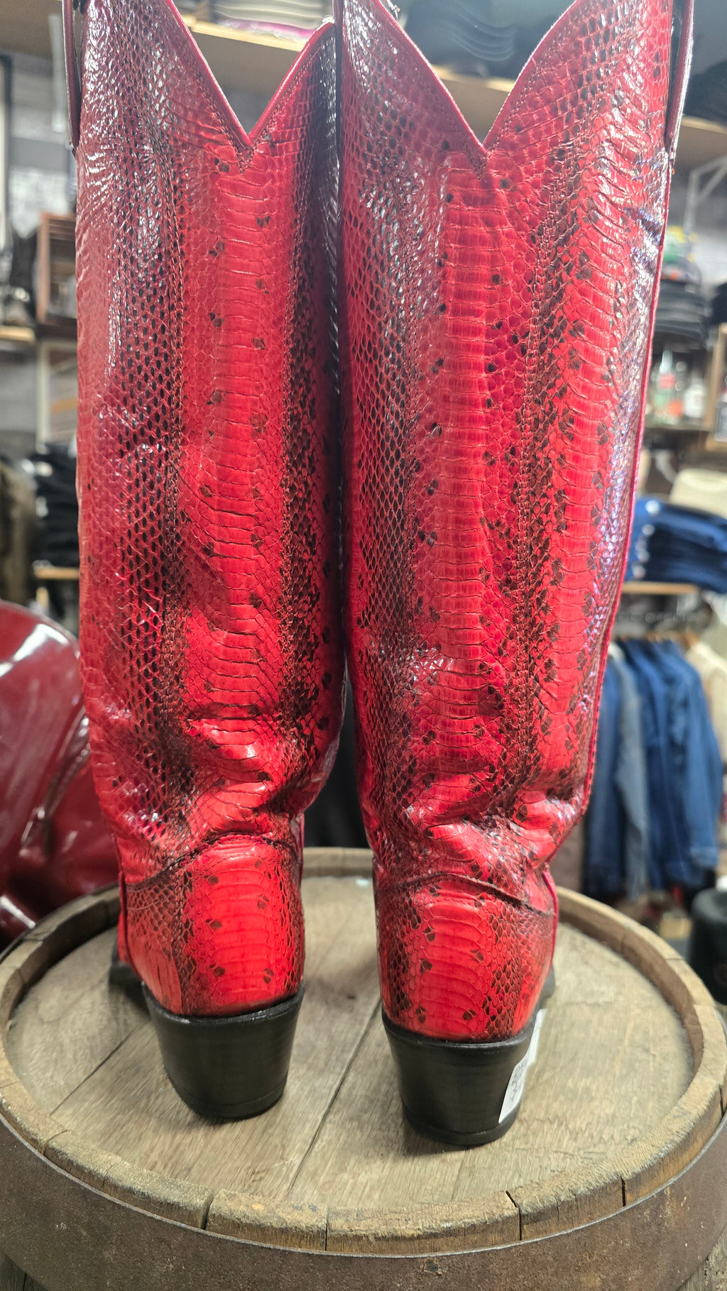 Vintage 80s Dan Post  Genuine Red Snake Boots Ladies 7.5
