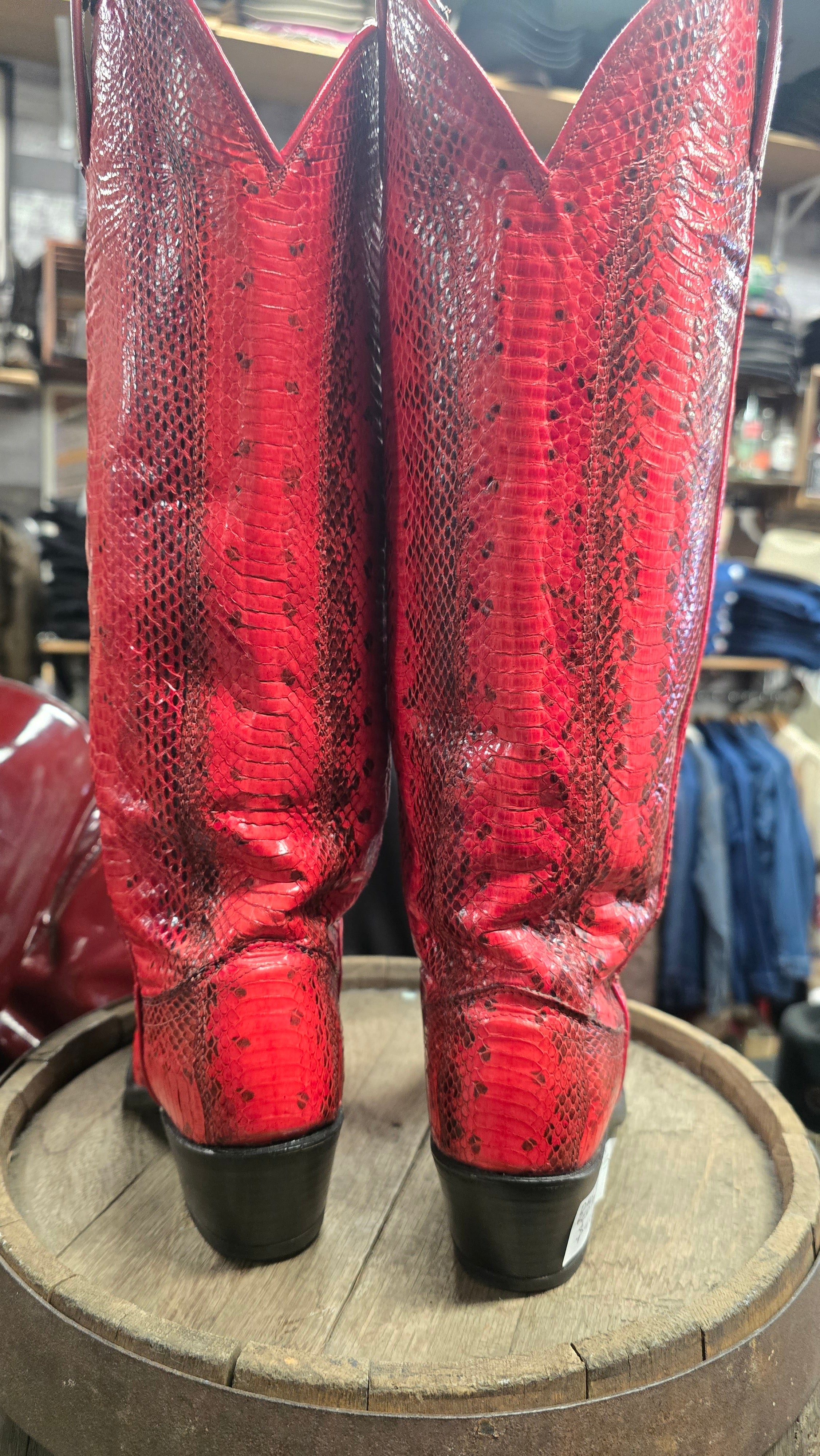 Vintage 80s Dan Post  Genuine Red Snake Boots Ladies 7.5