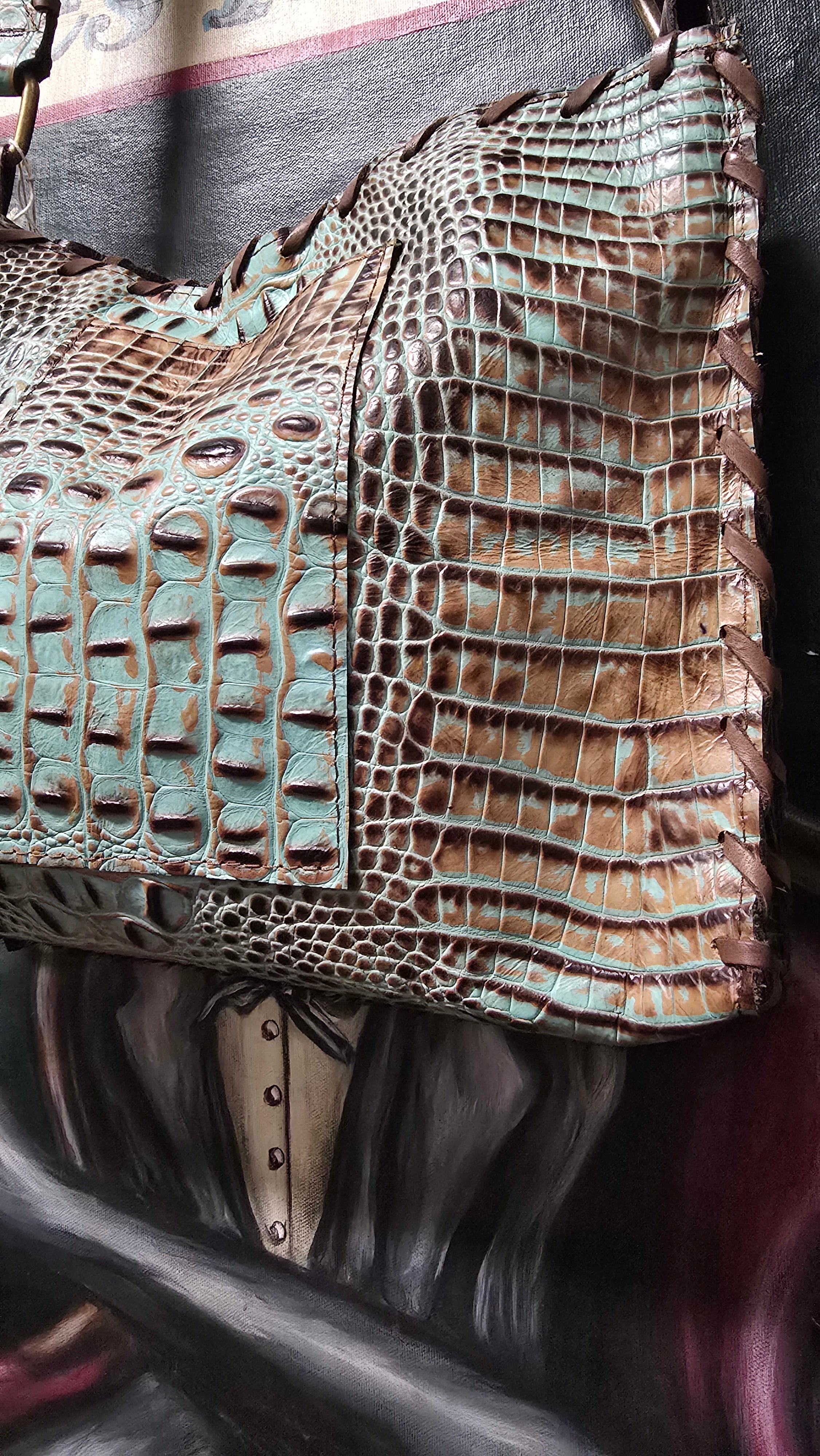 Cripple Creek Creations: Hand-Tooled Gator Print Leather Bag