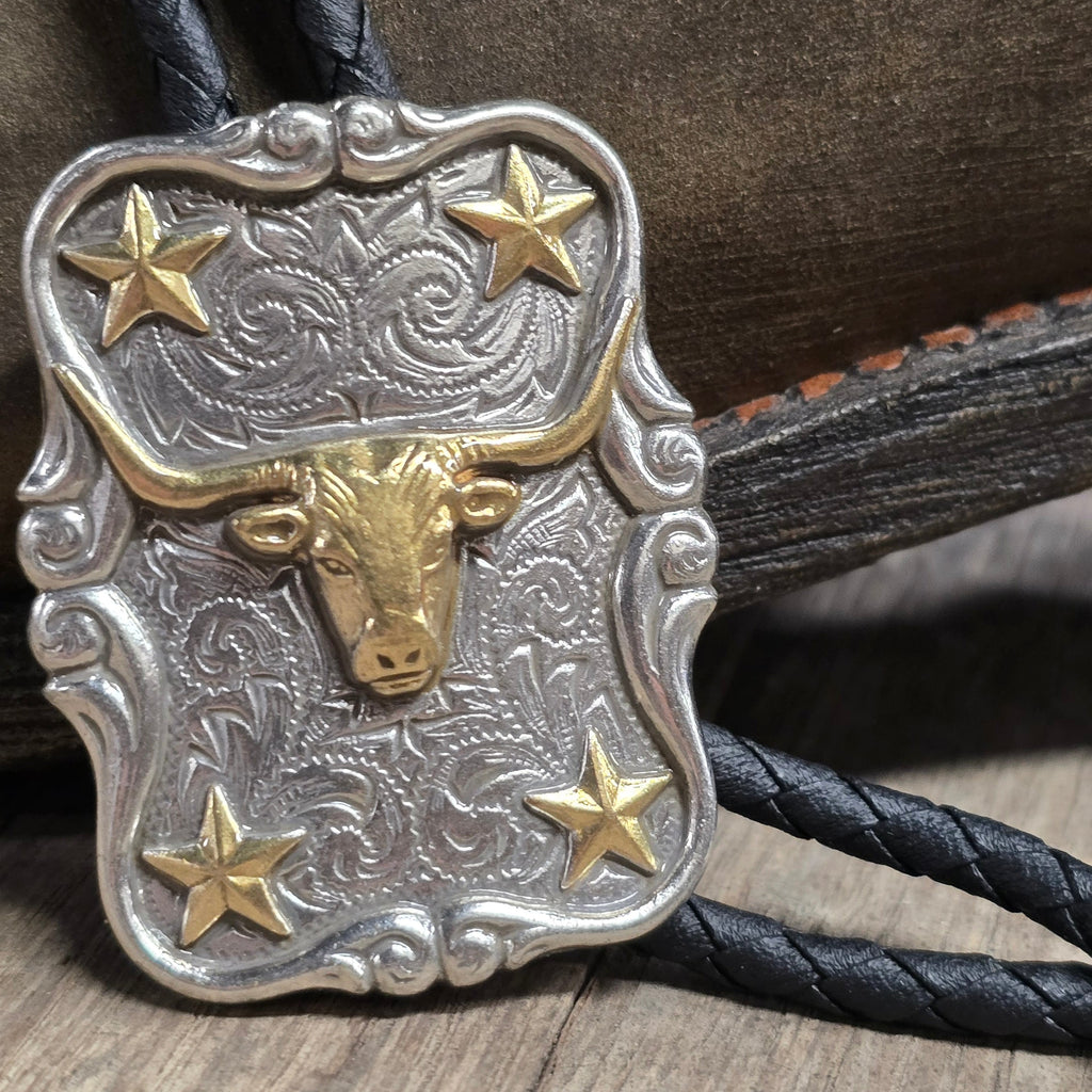 Two-Tone Longhorn Star Bolo Tie