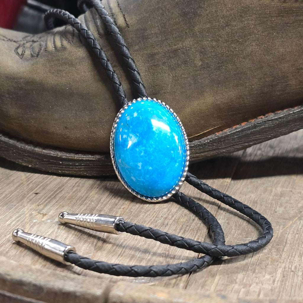 Vibrant Blue Howlite Bolo Tie