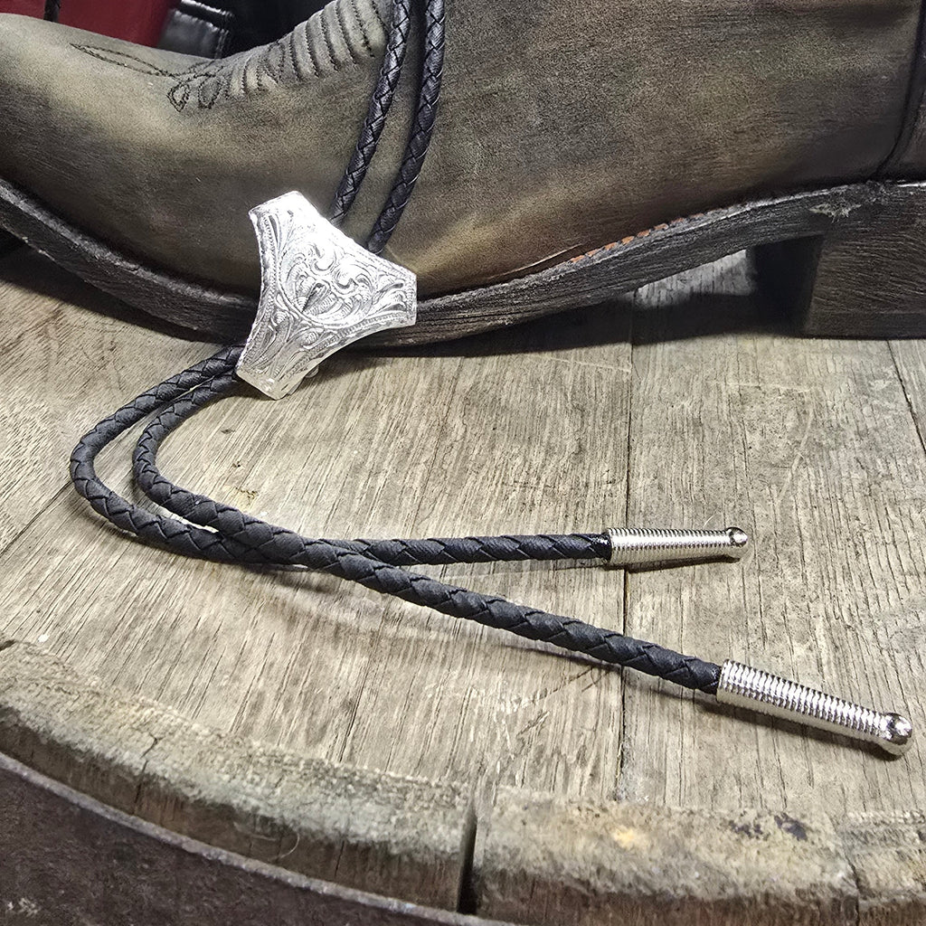 Engraved Western Scroll Bolo Tie