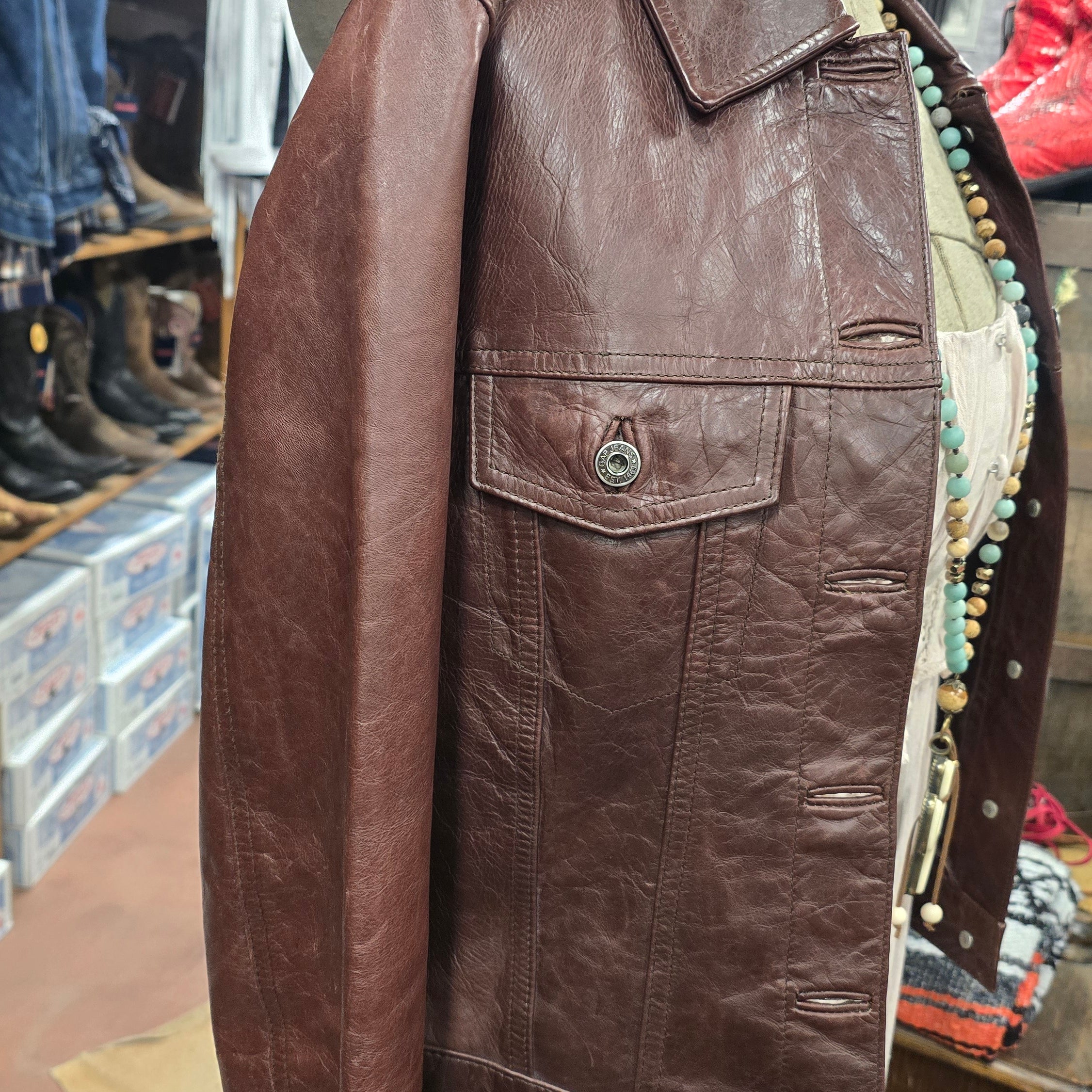 Vintage Gap Leather Trucker Jacket