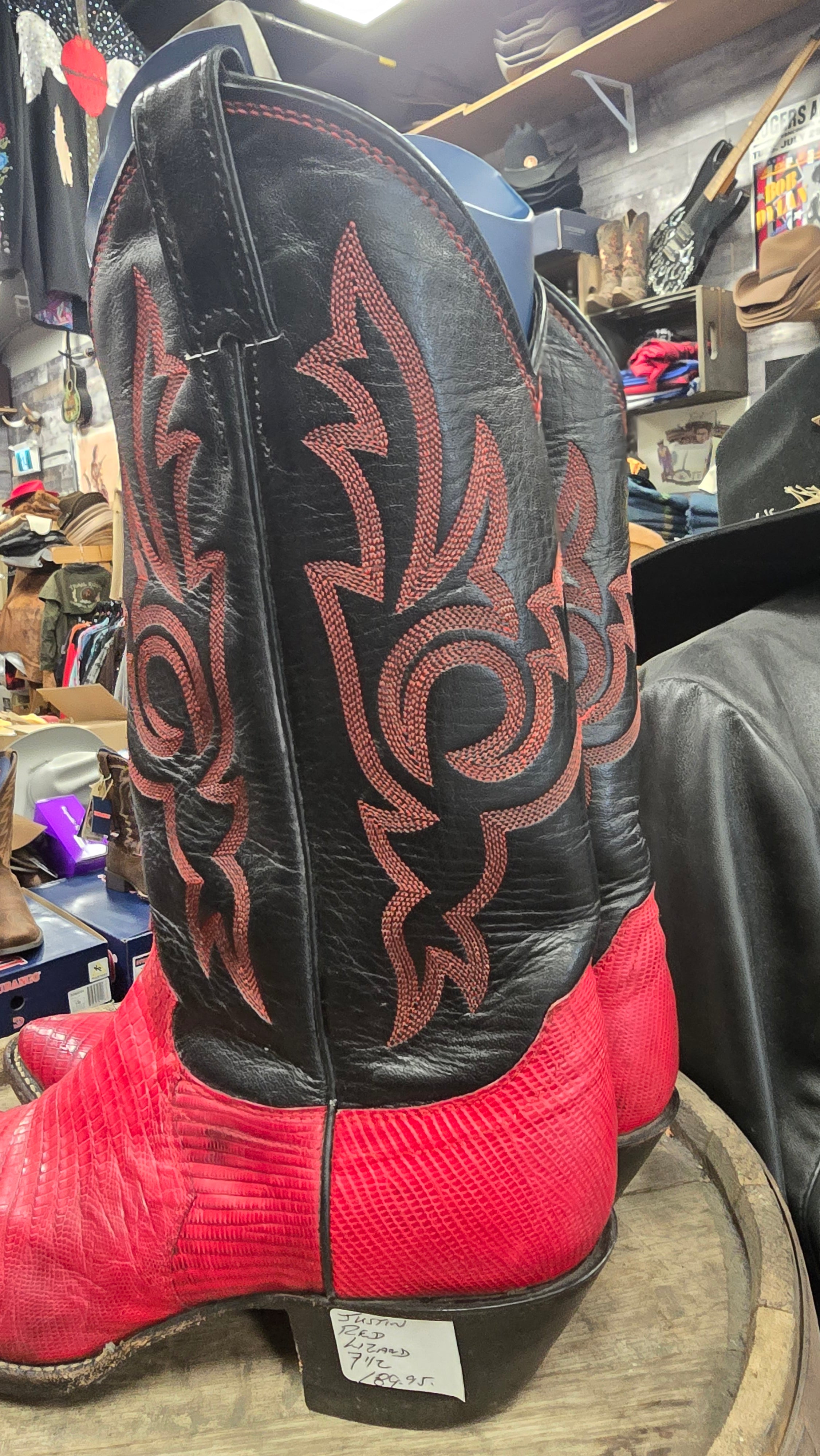 Vintage Justin Red Lizard Western Boots