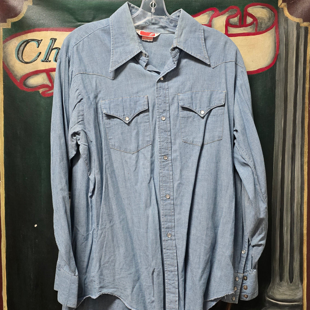 Vintage 1970s GWG Denim Western Pearl Snap Shirt