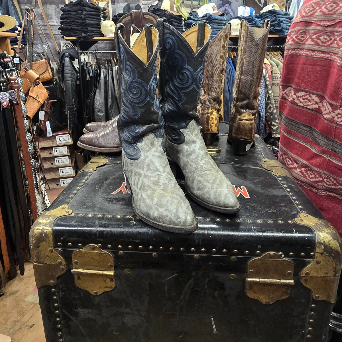 Rare Vintage 1970s Tony Lama Pre-Ban Elephant Leather Cowboy Boots