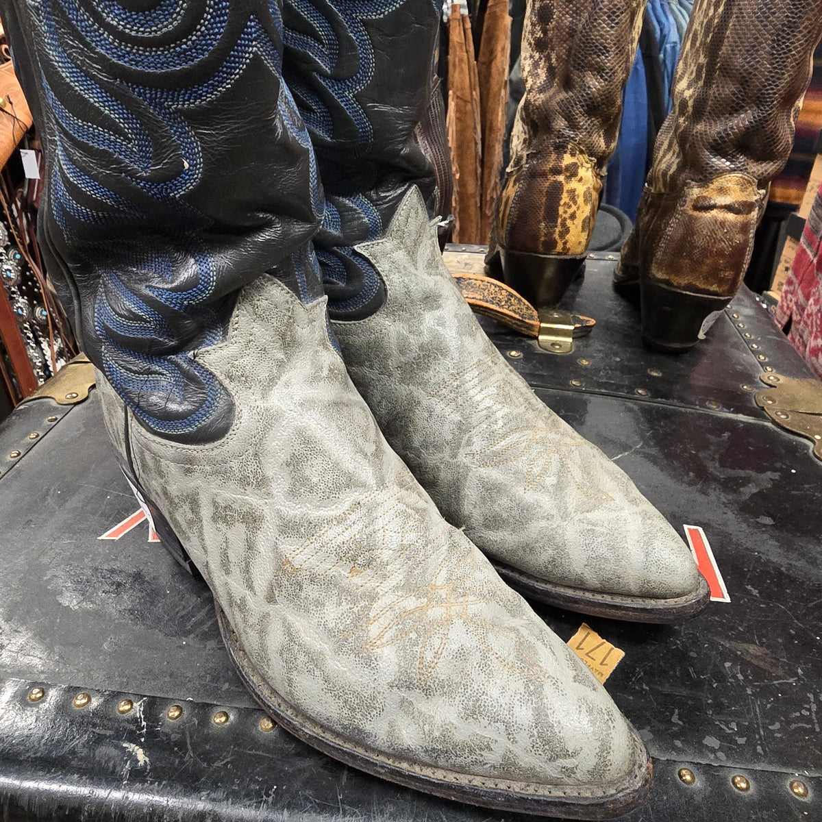 Rare Vintage 1970s Tony Lama Pre-Ban Elephant Leather Cowboy Boots