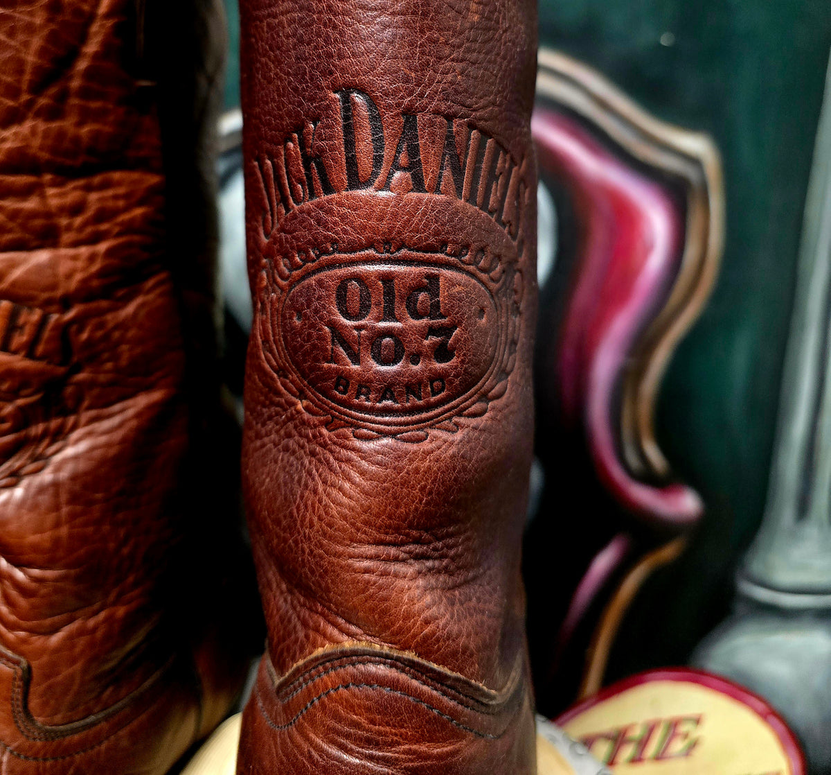 Vintage 90s Jack Daniels Cordovan Brown Cowboy Boots