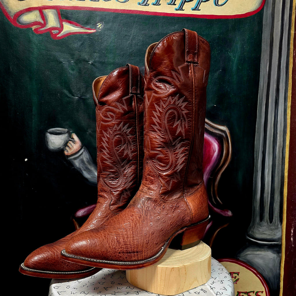Vintage 90s Smooth Ostrich Alberta Boots