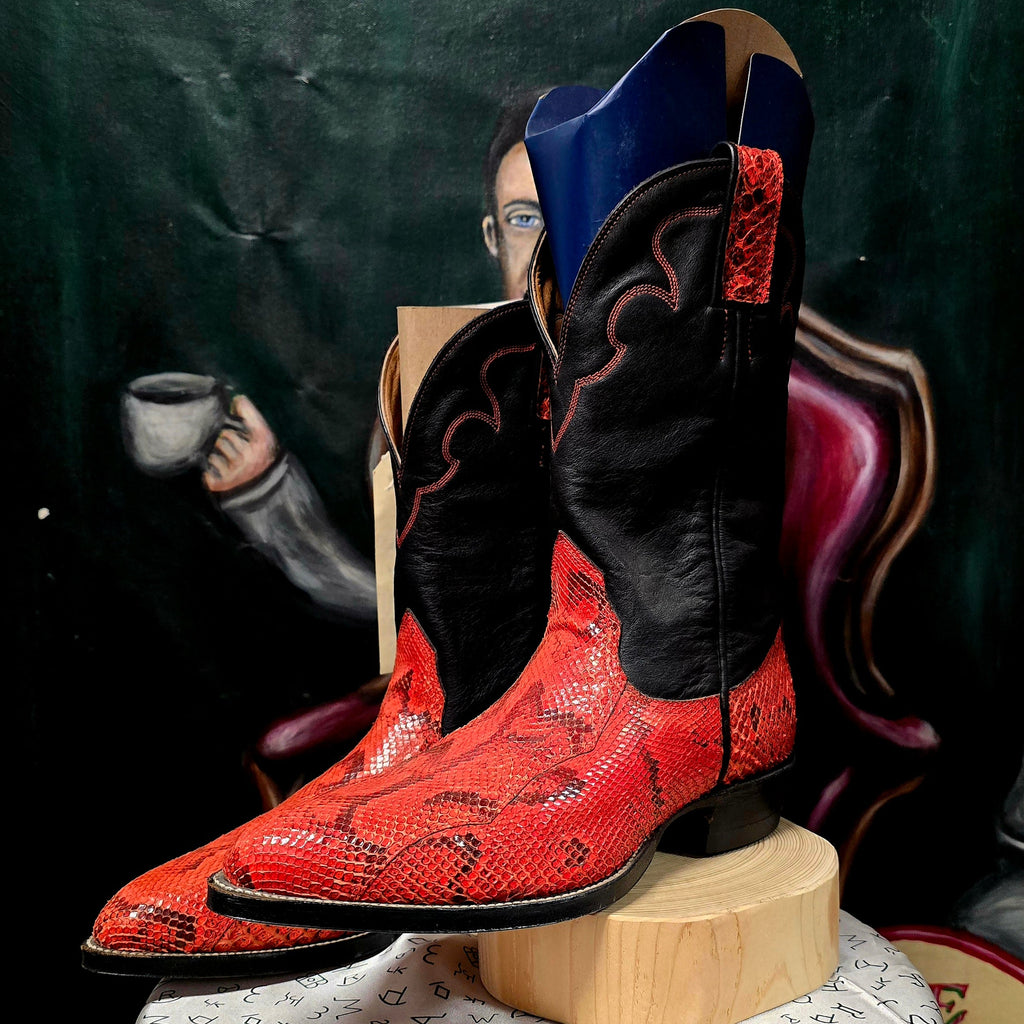 Vintage 90s Women's Red Genuine Python Alberta Boot Company