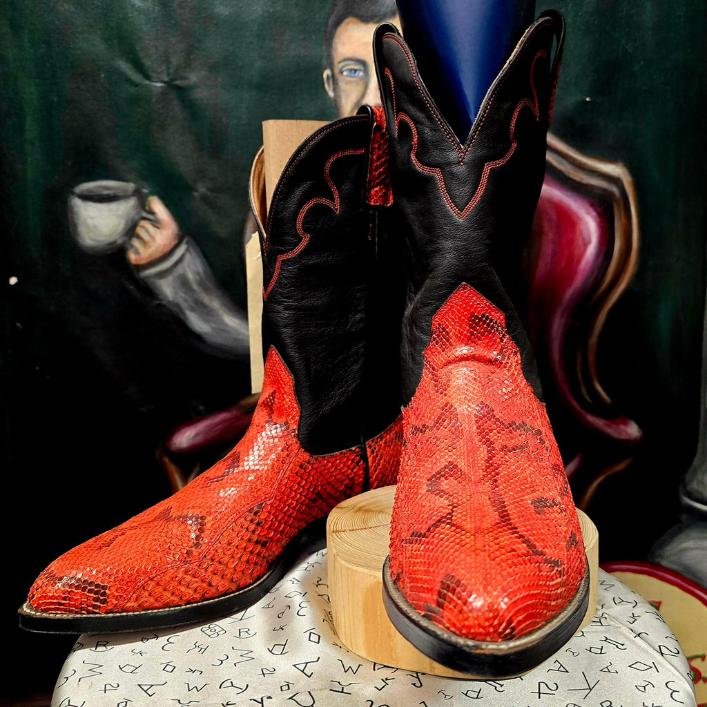 Vintage 90s Women's Red Genuine Python Alberta Boot Company