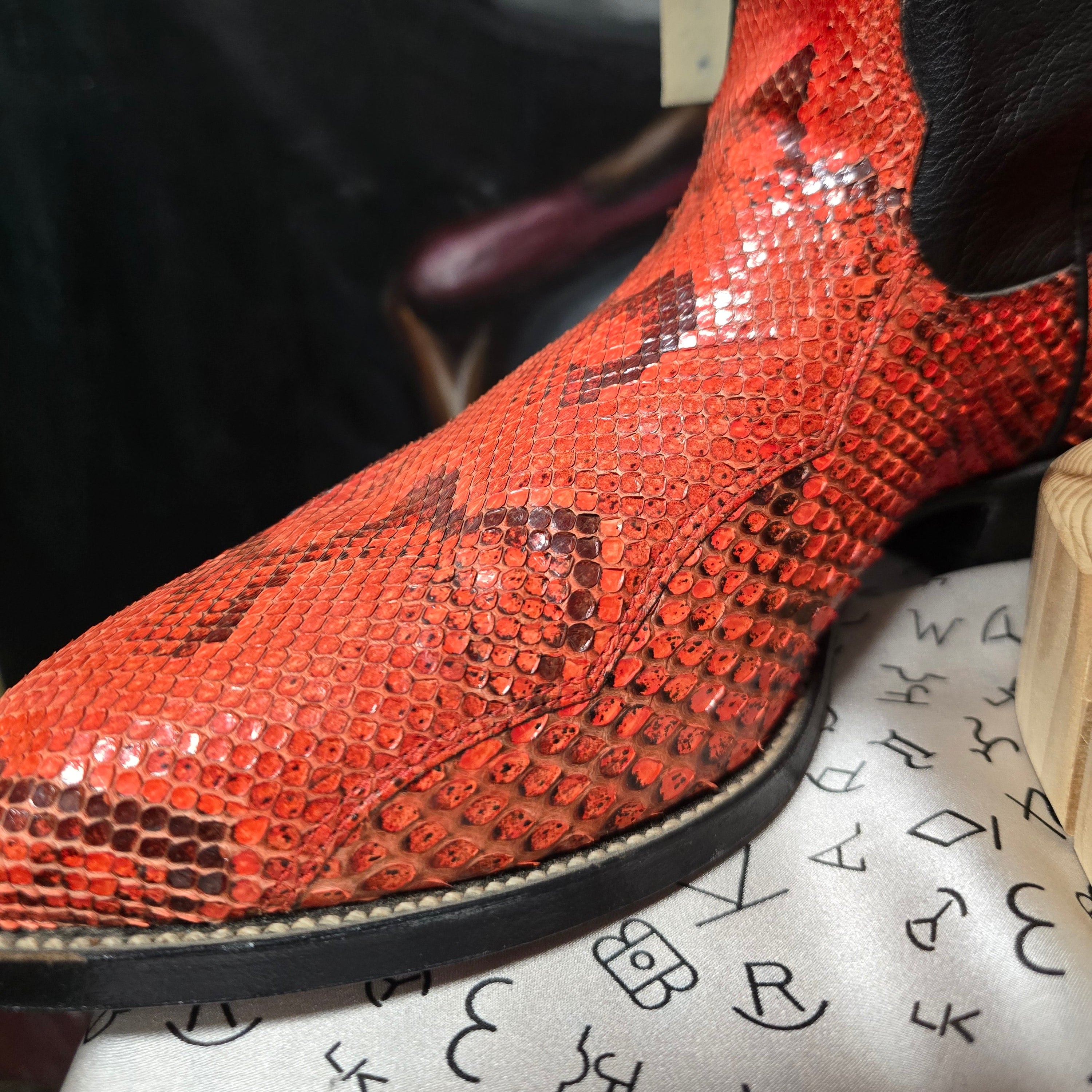 Vintage 90s Women's Red Genuine Python Alberta Boot Company