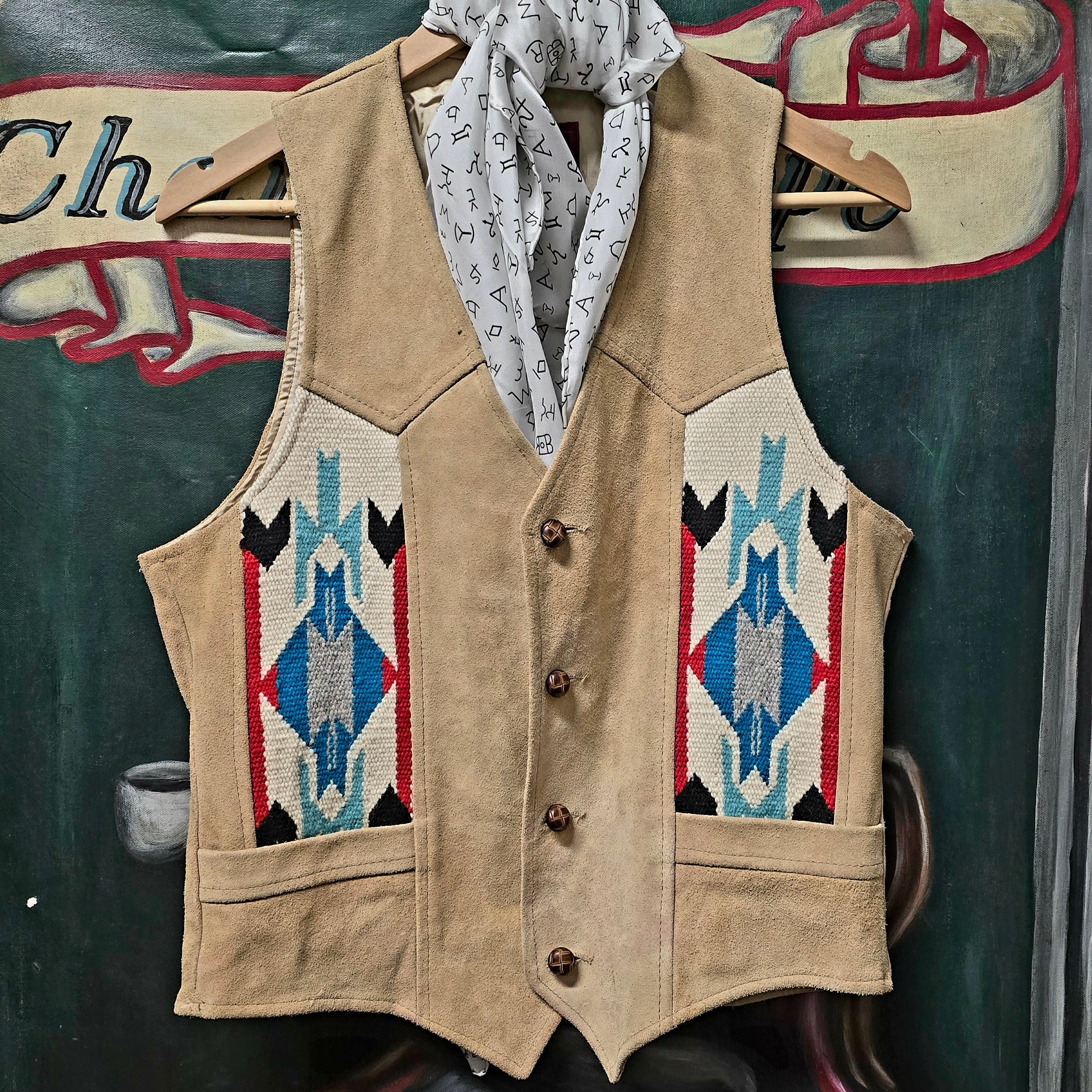 Vintage 1980s Golden Pioneer Suede & Chimayo