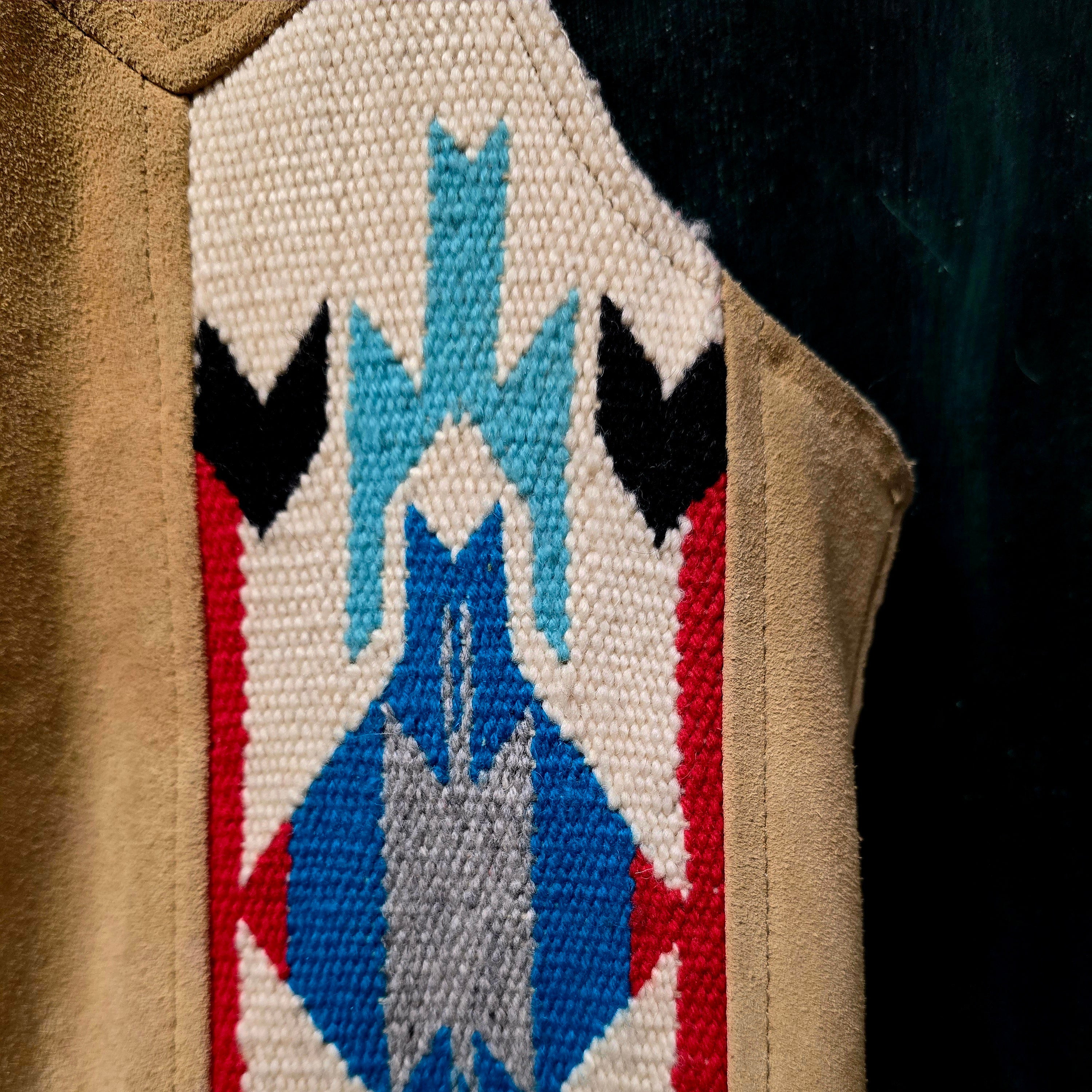 Vintage 1980s Golden Pioneer Suede & Chimayo