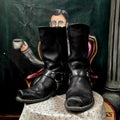 Vintage Mens Leather Biker Boots