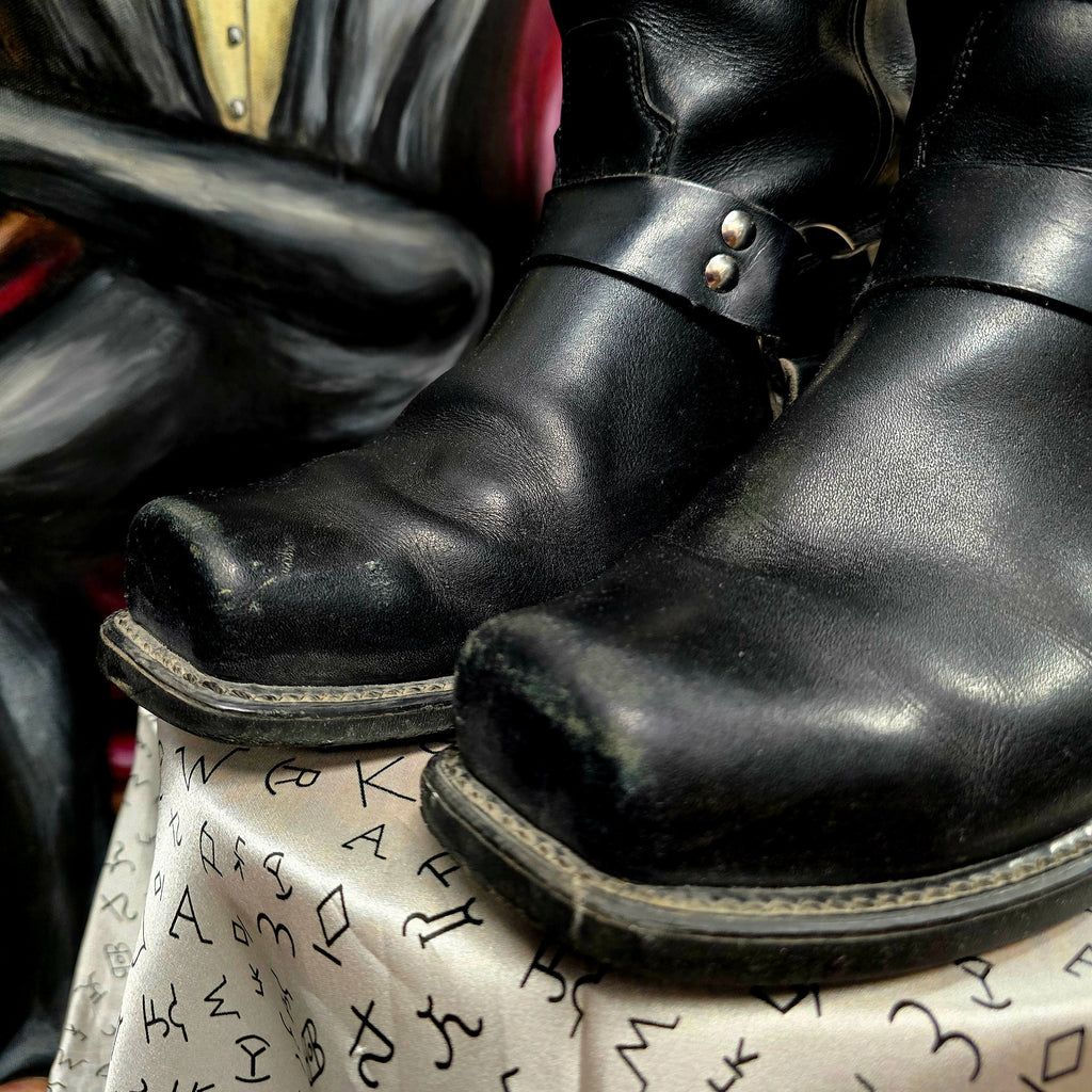 Vintage Mens Leather Biker Boots