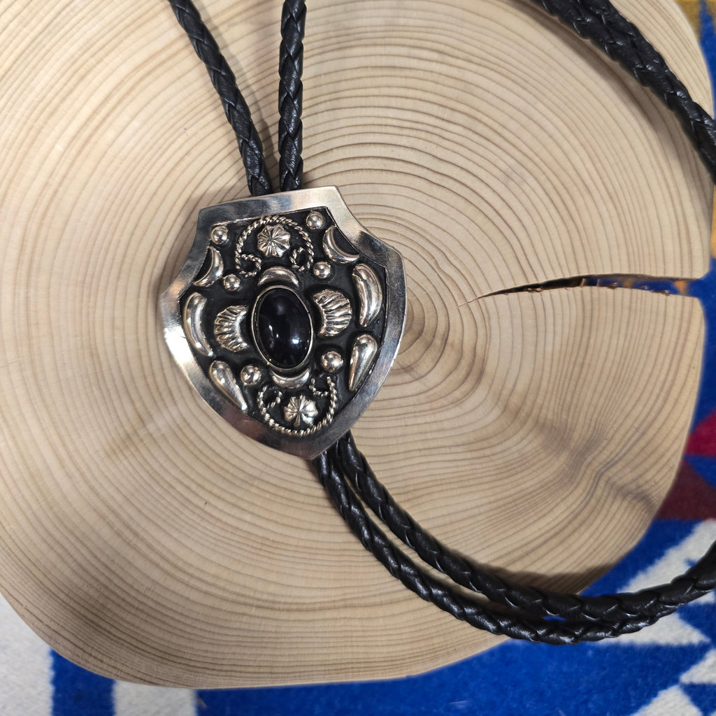 "The Big Fancy" Black Faux onyx  Bolo Tie