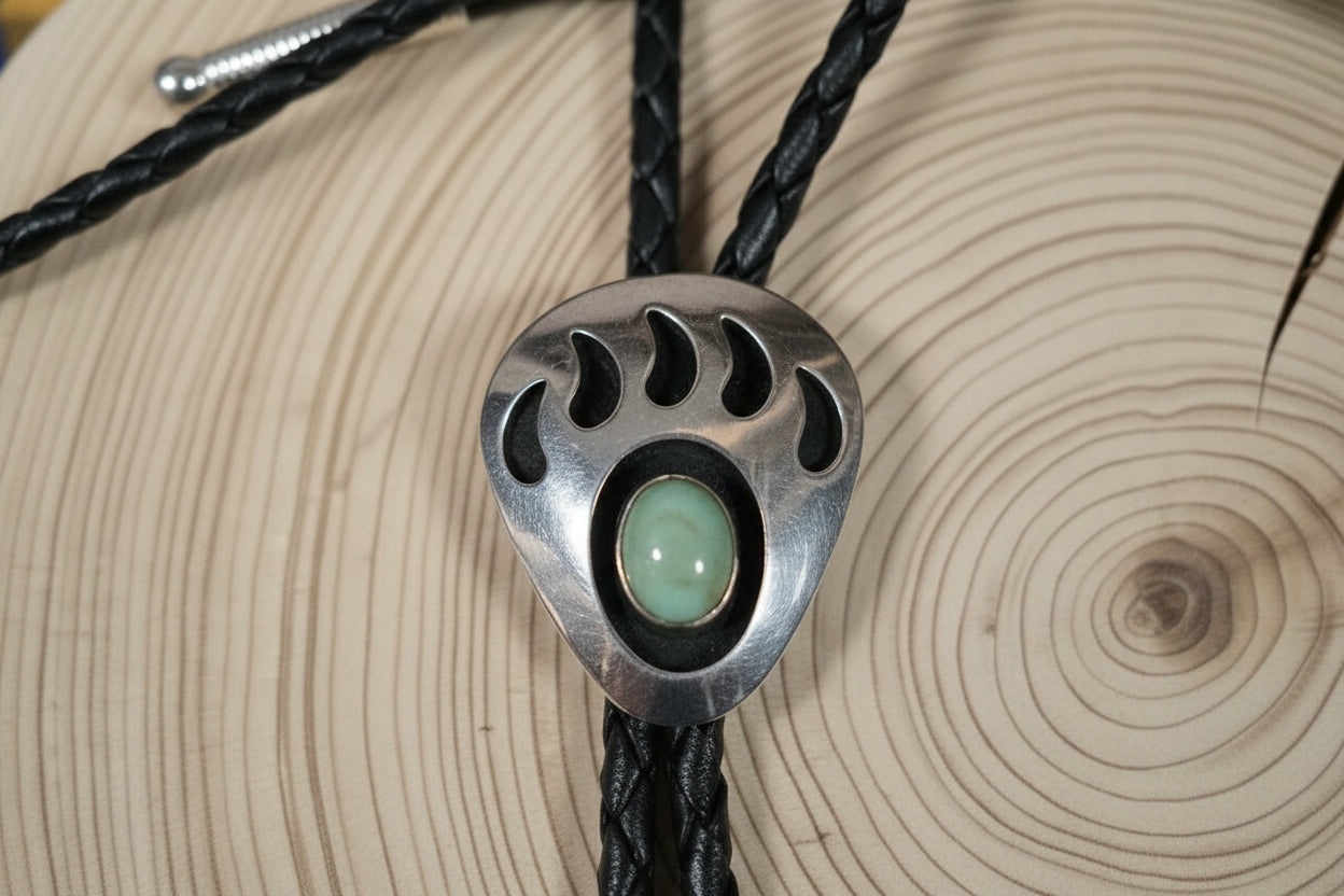 "The Wild" Faux Turquoise Bear Claw Bolo Tie
