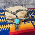 Art By Amy Genuine turquoise Long Horn Skull Necklace